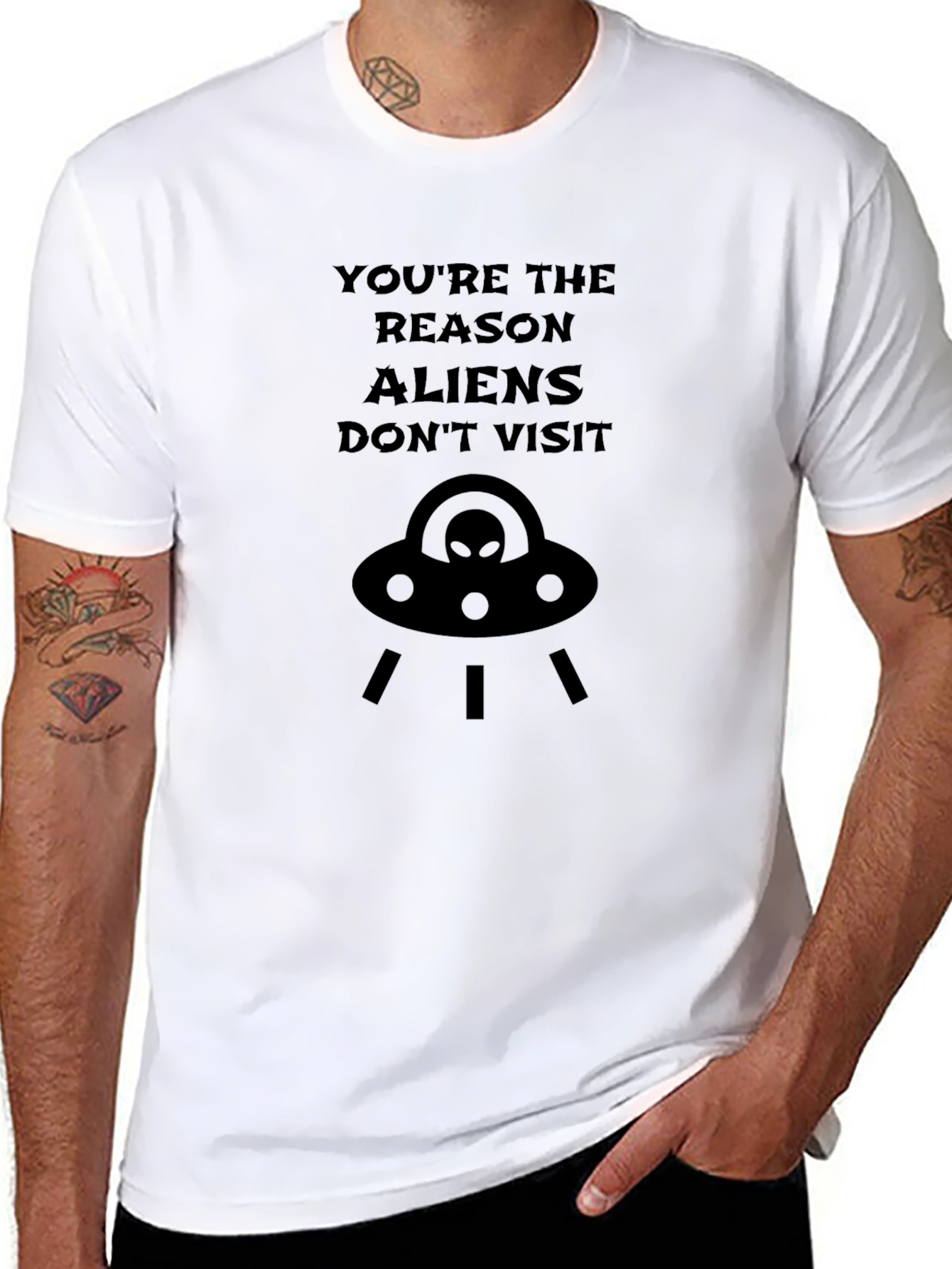 Funny Alien UFO Graphic T-Shirt - Youre The Reason