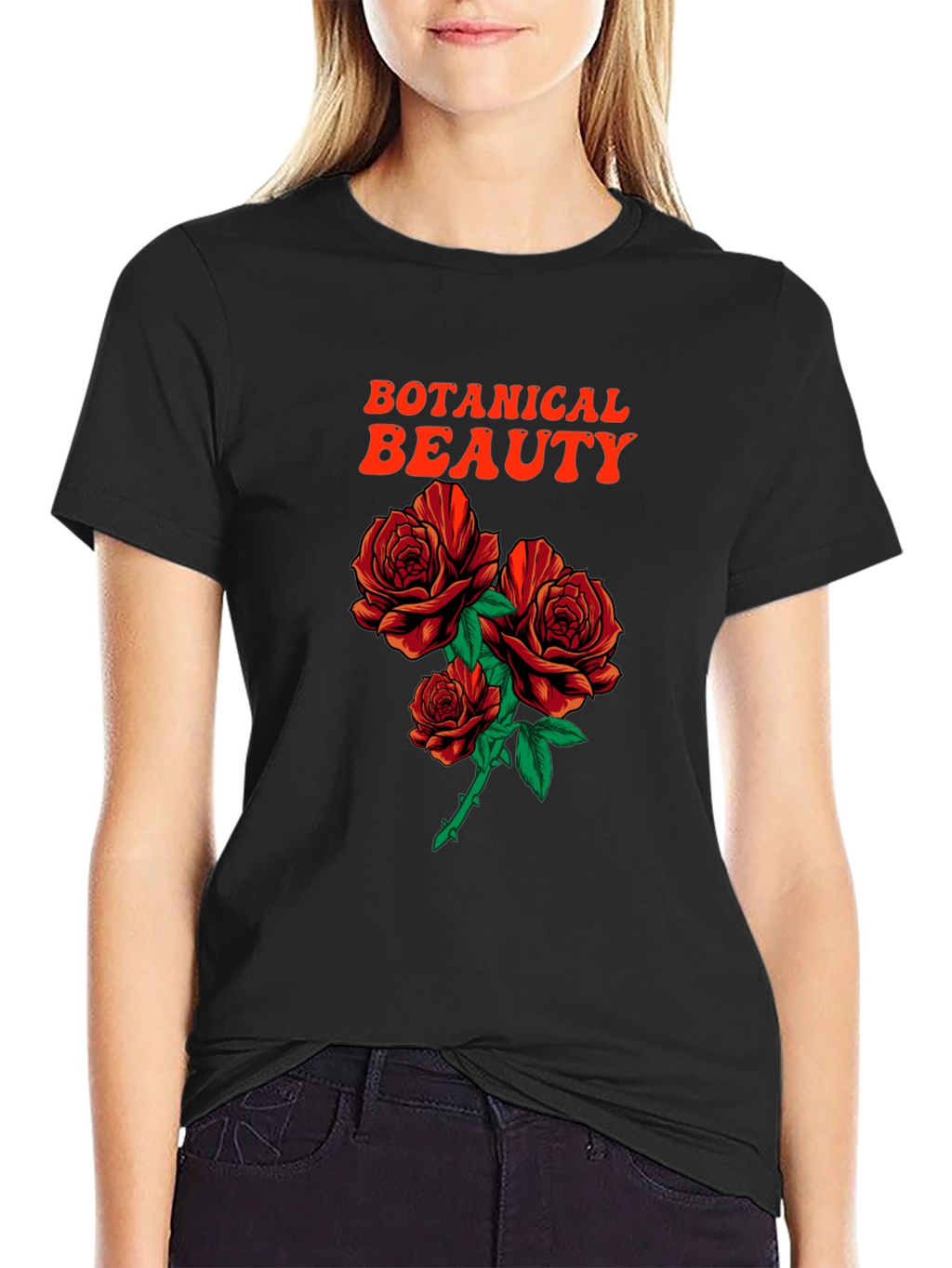 Botanical Beauty Roses Graphic T-Shirt