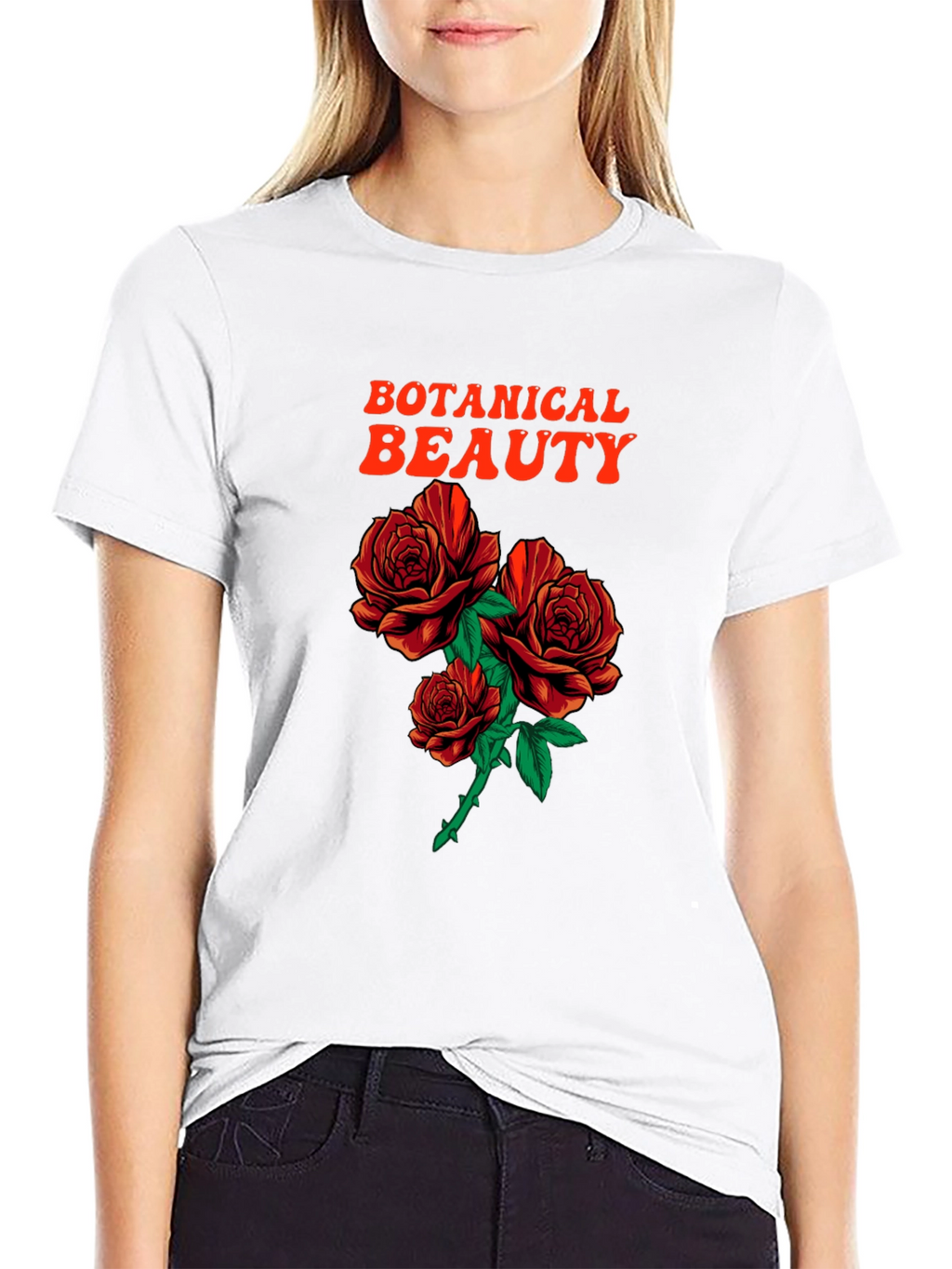 Botanical Beauty Roses Graphic T-Shirt
