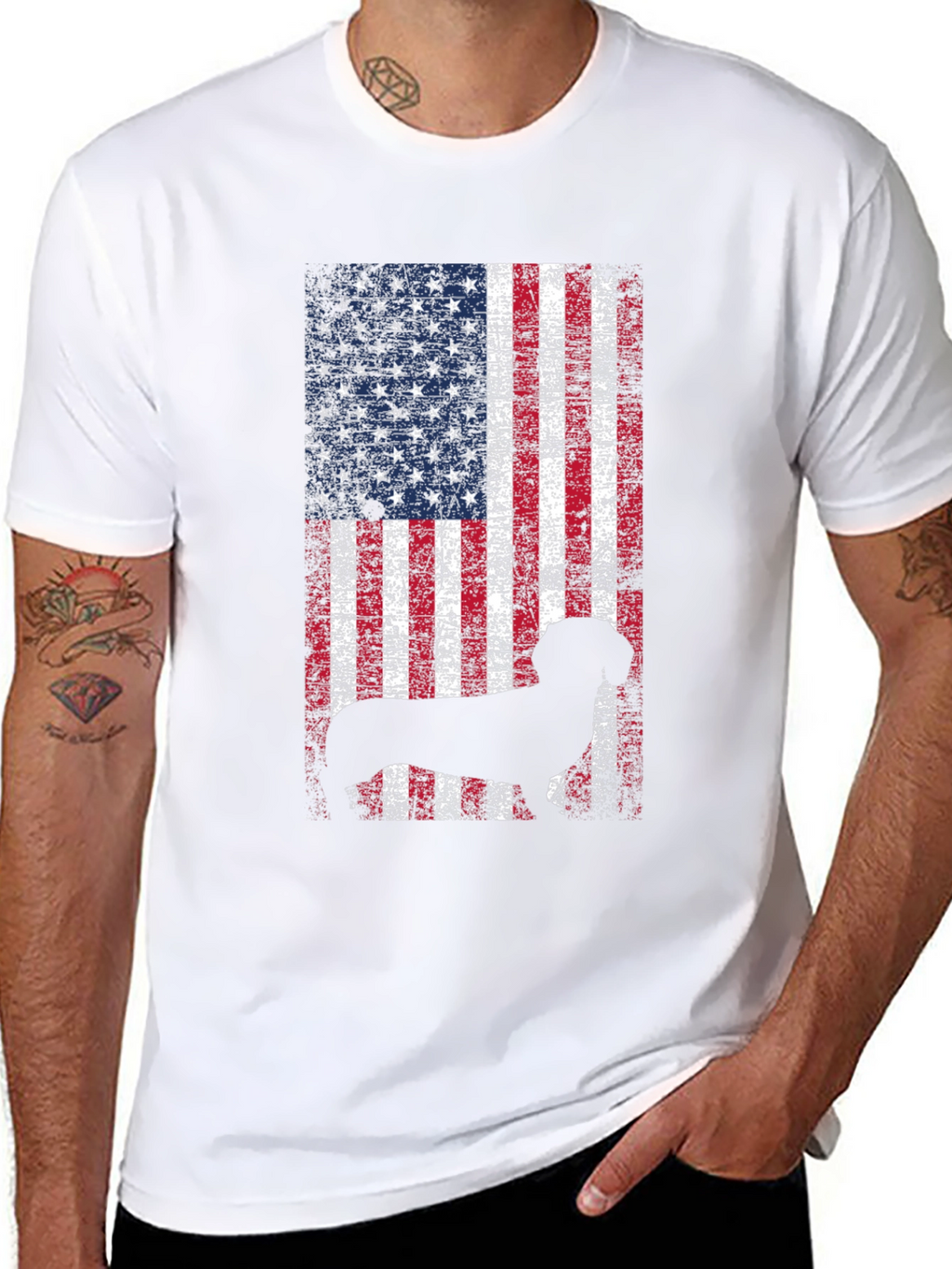 Patriotic Dog USA Flag T-Shirt