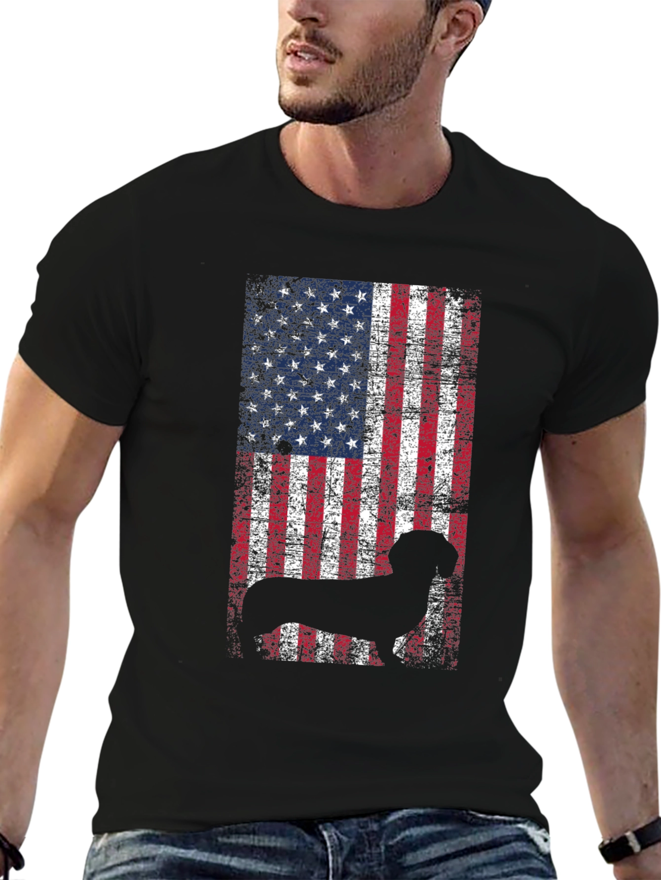 Patriotic Dog USA Flag T-Shirt