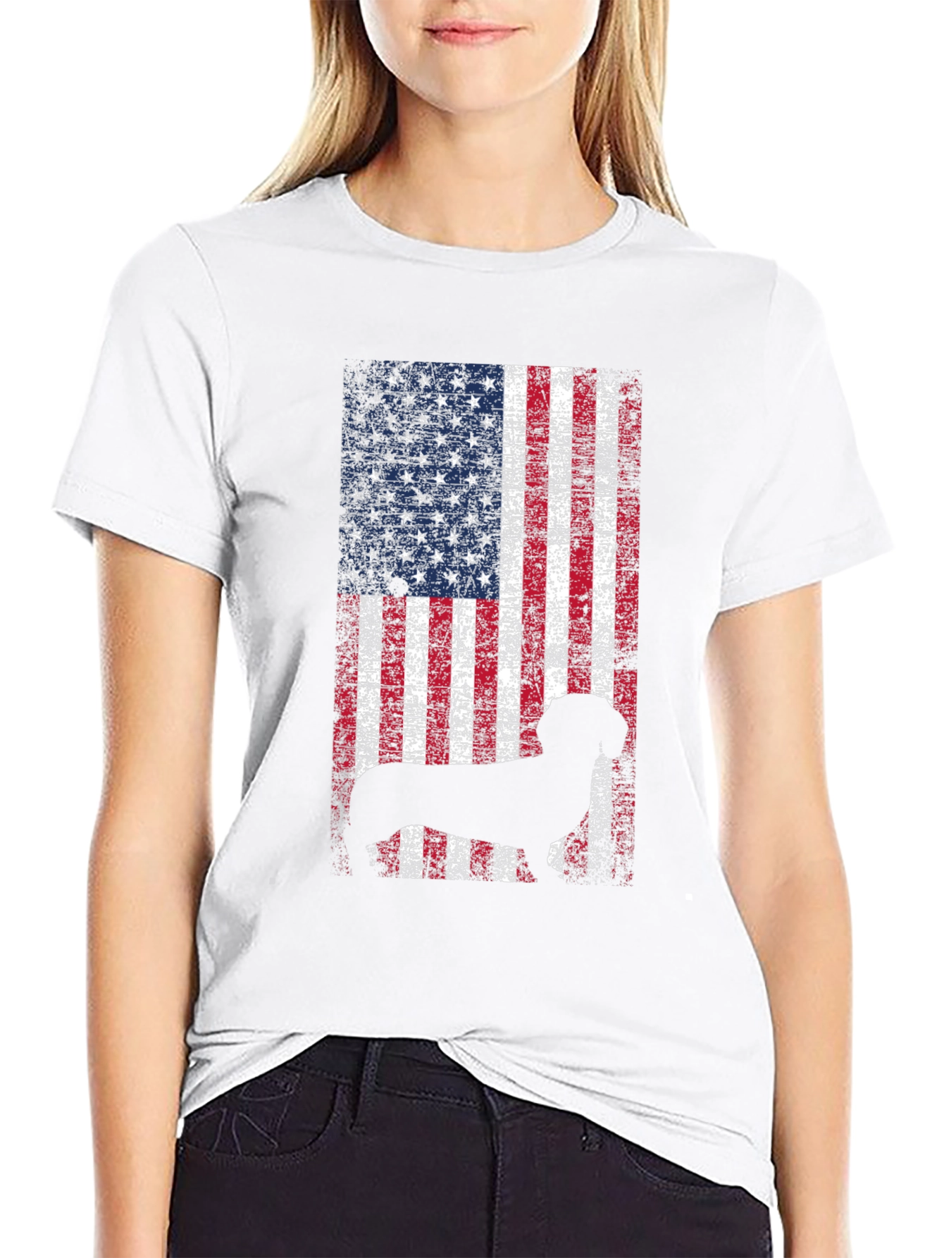 Patriotic Dog USA Flag T-Shirt