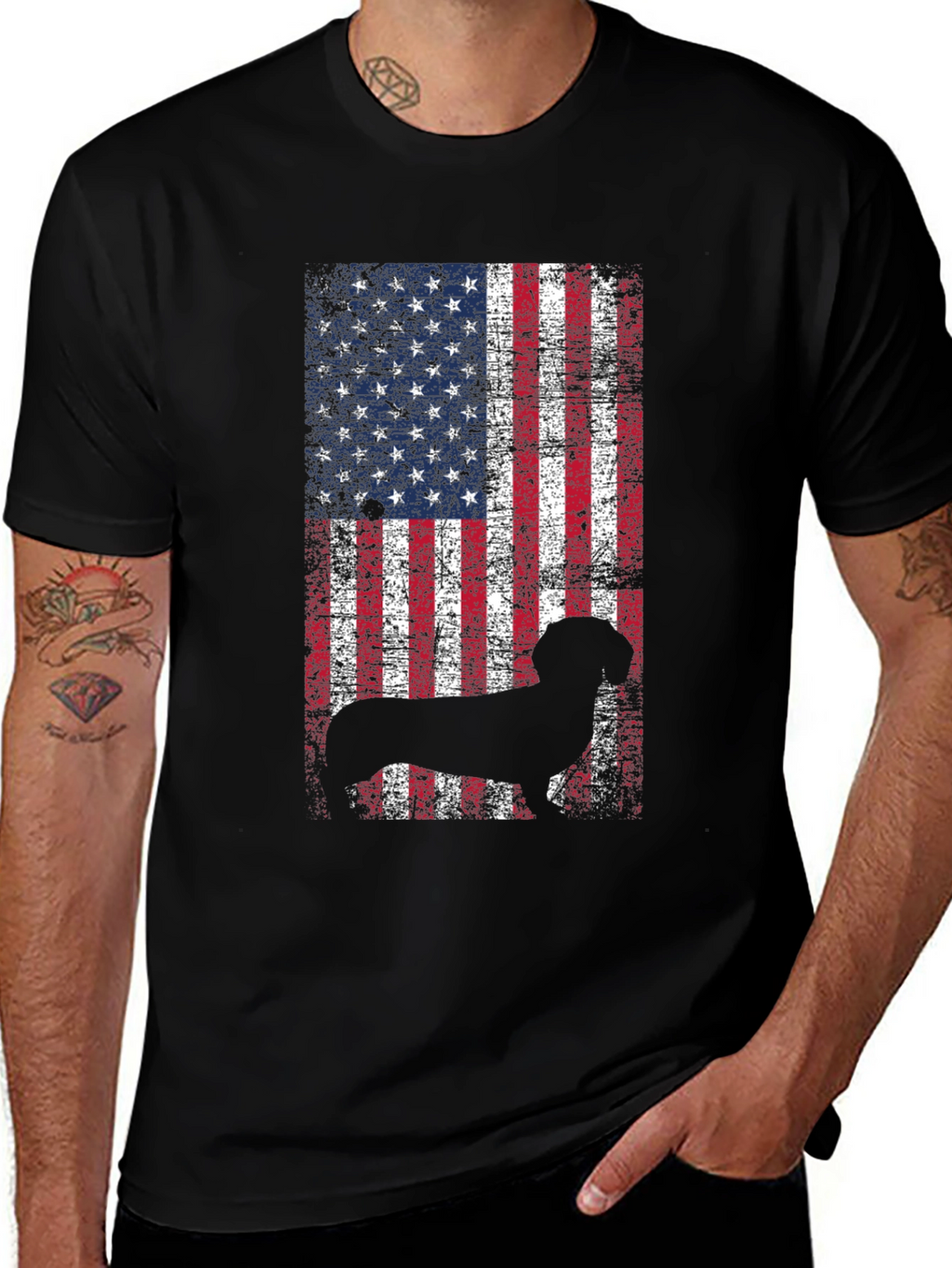 Patriotic Dog USA Flag T-Shirt