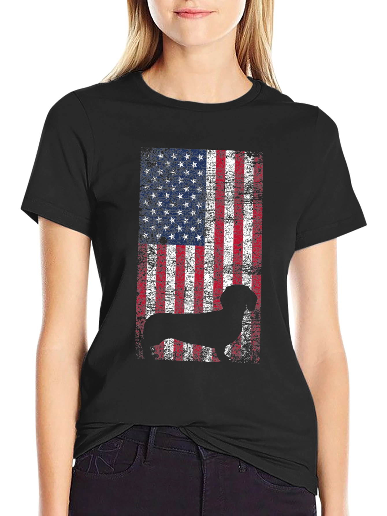 Patriotic Dog USA Flag T-Shirt
