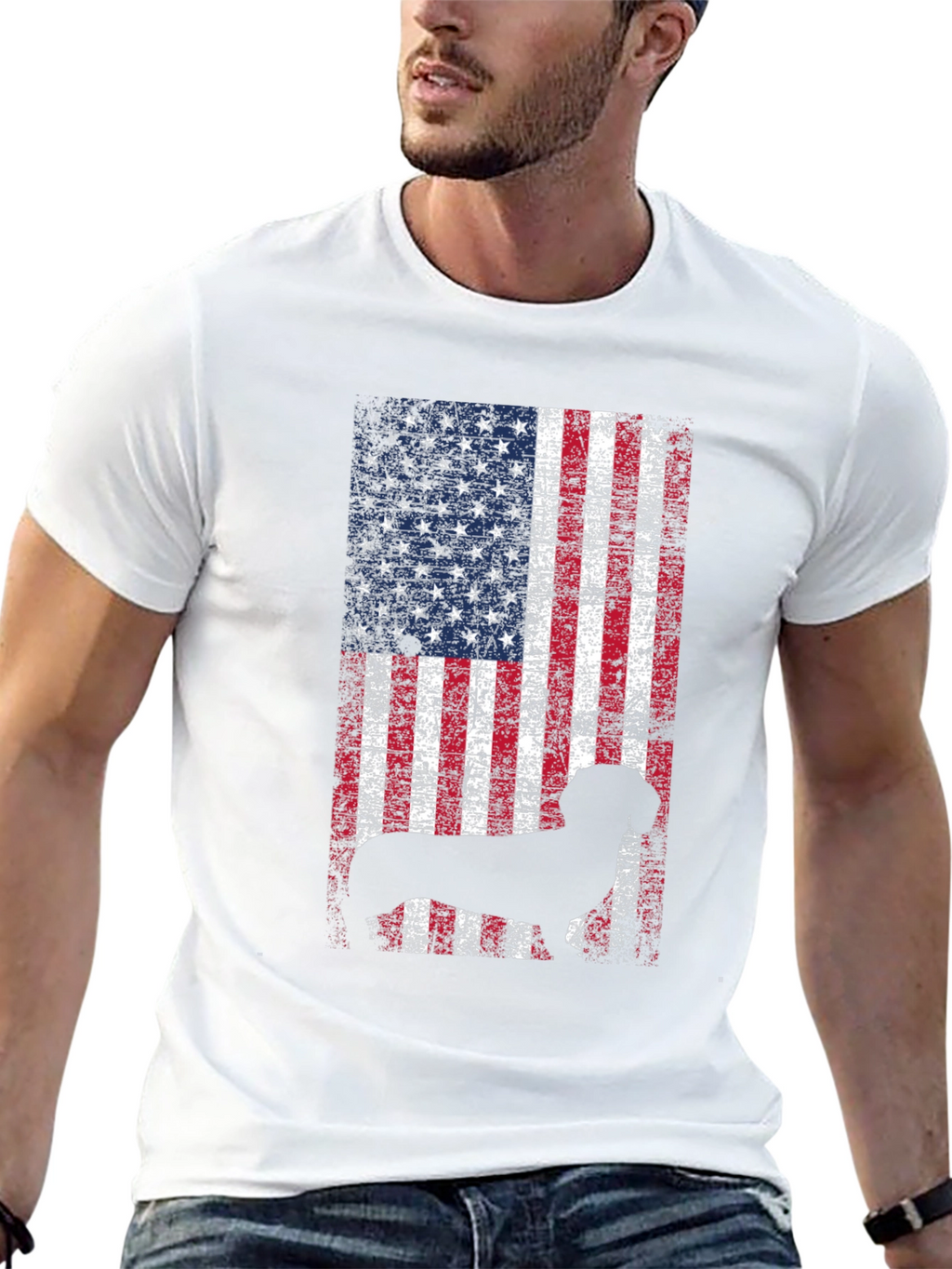 Patriotic Dog USA Flag T-Shirt