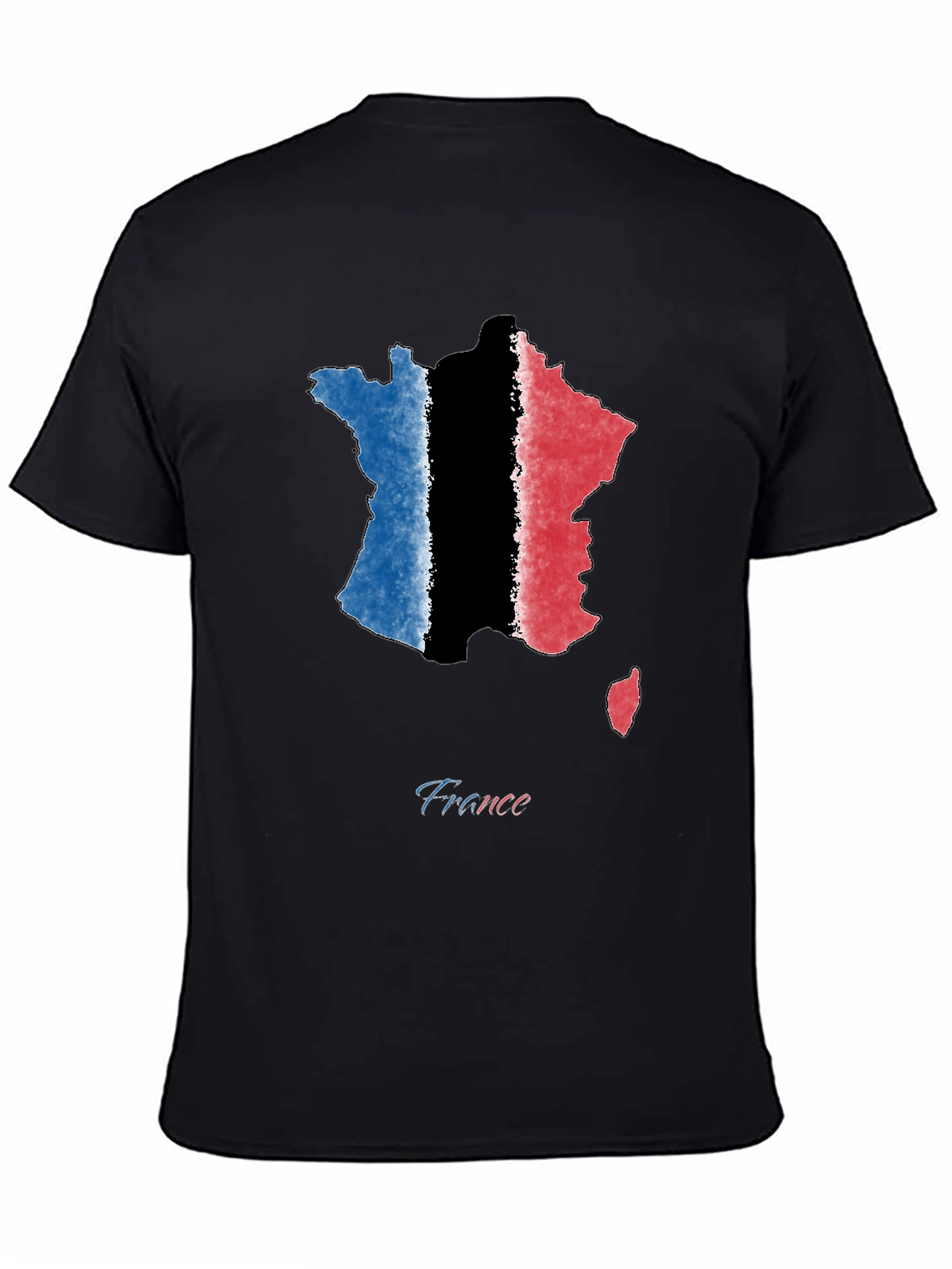 France Map Graphic Tee - Stylish Tricolor Design