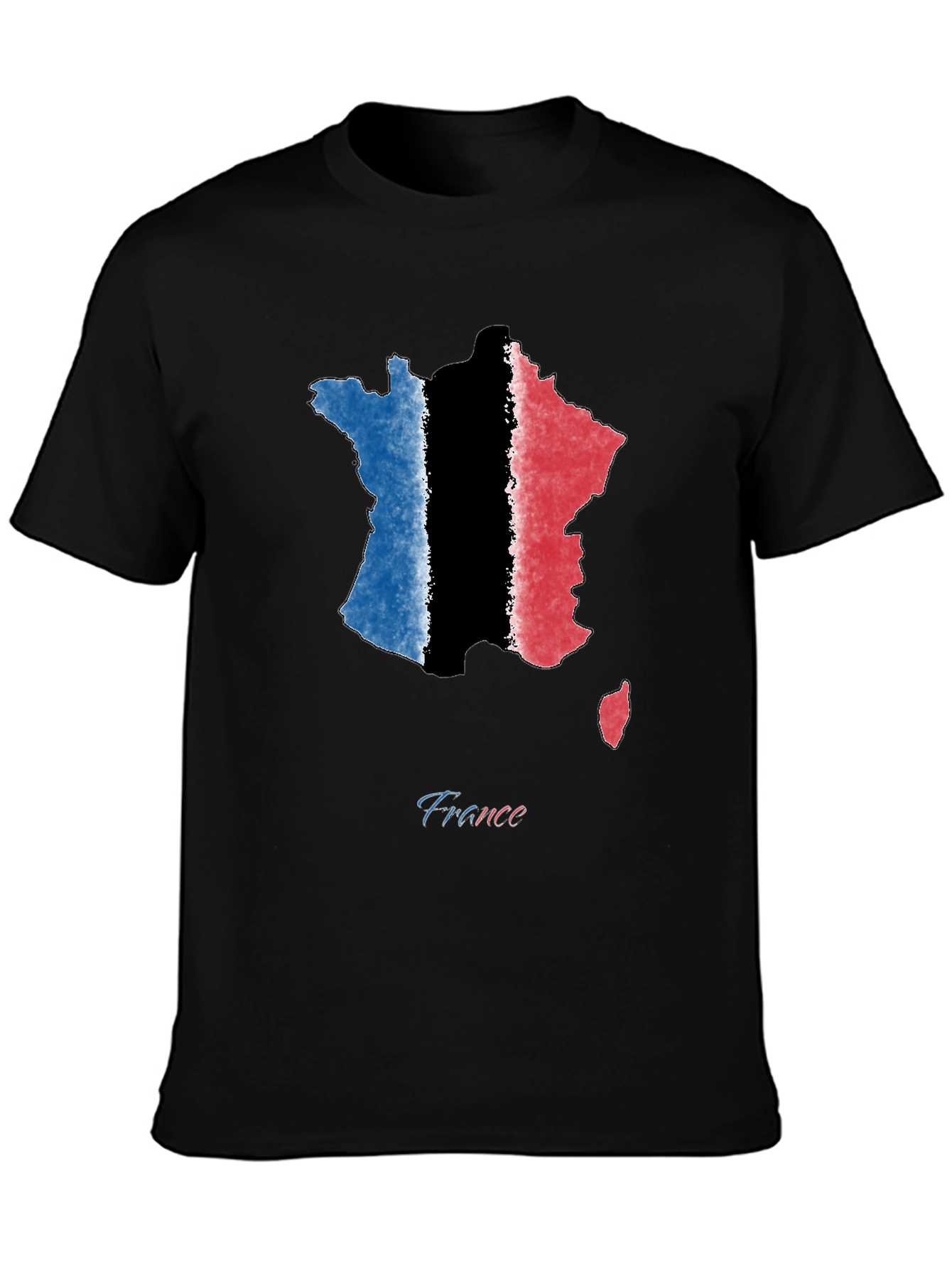 France Map Graphic Tee - Stylish Tricolor Design
