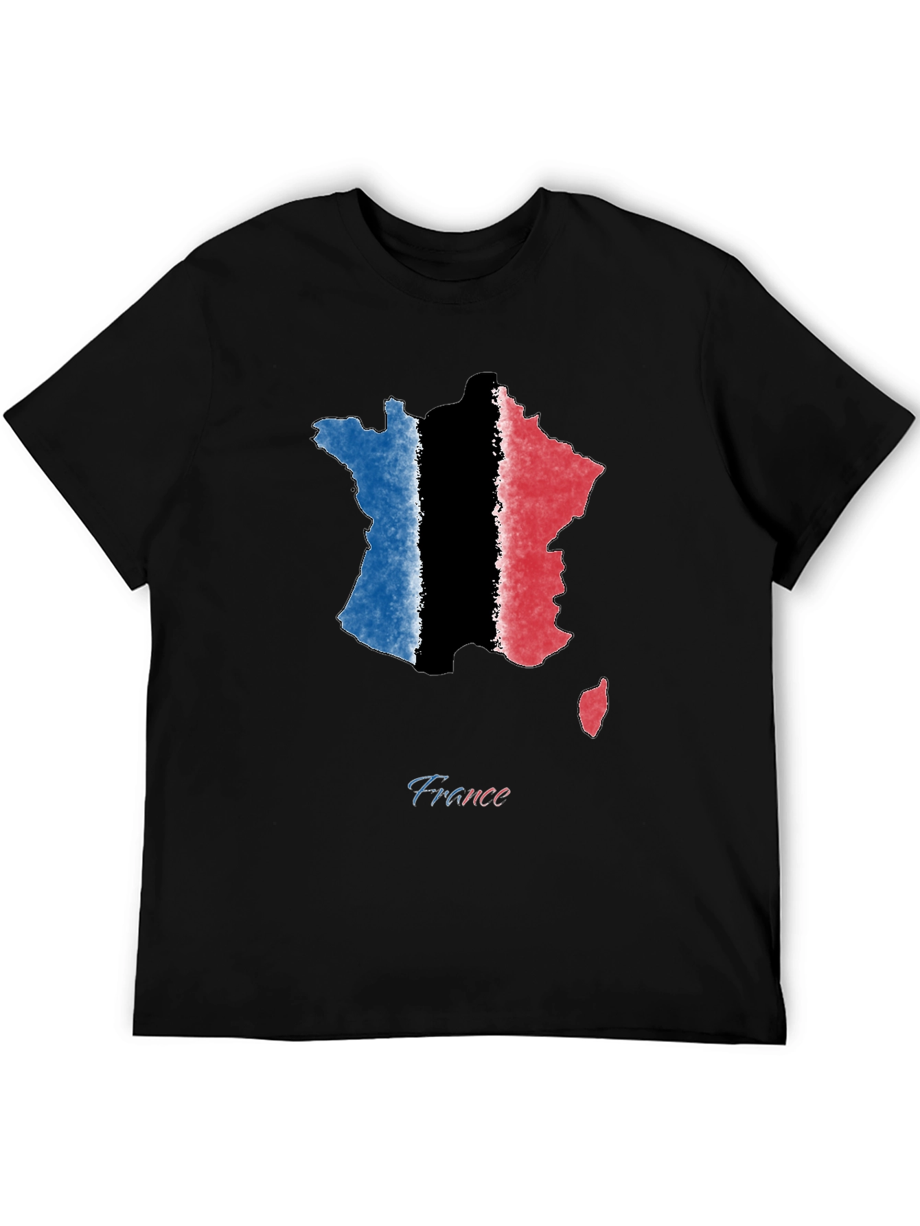 France Map Graphic Tee - Stylish Tricolor Design