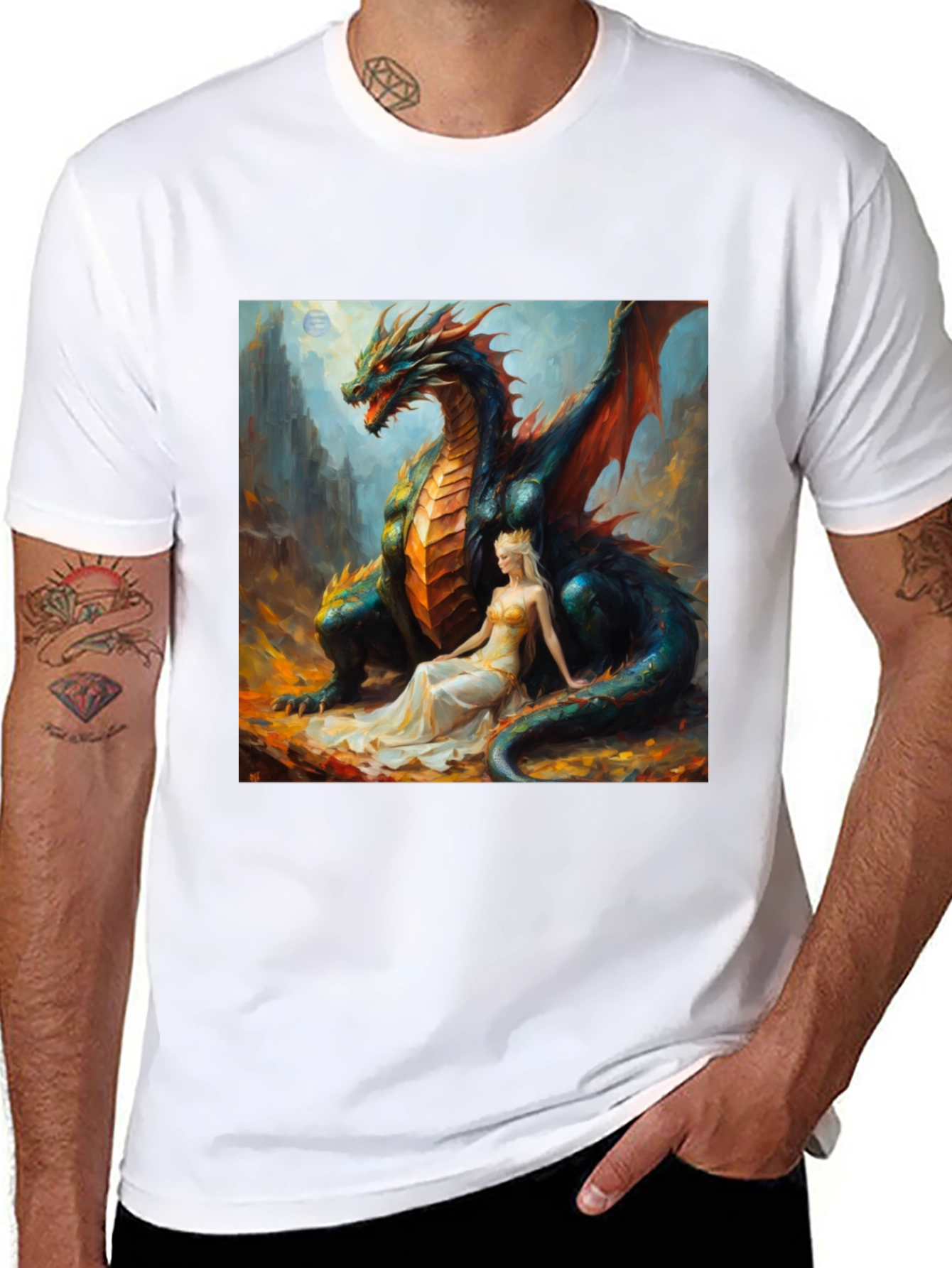 Dragon & Princess Graphic Tee - Fantasy Style