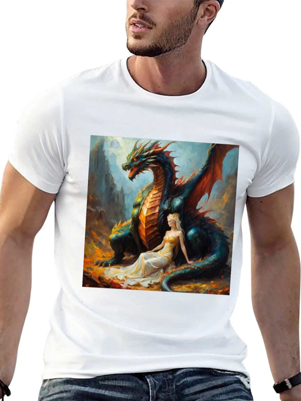 Dragon & Princess Graphic Tee - Fantasy Style