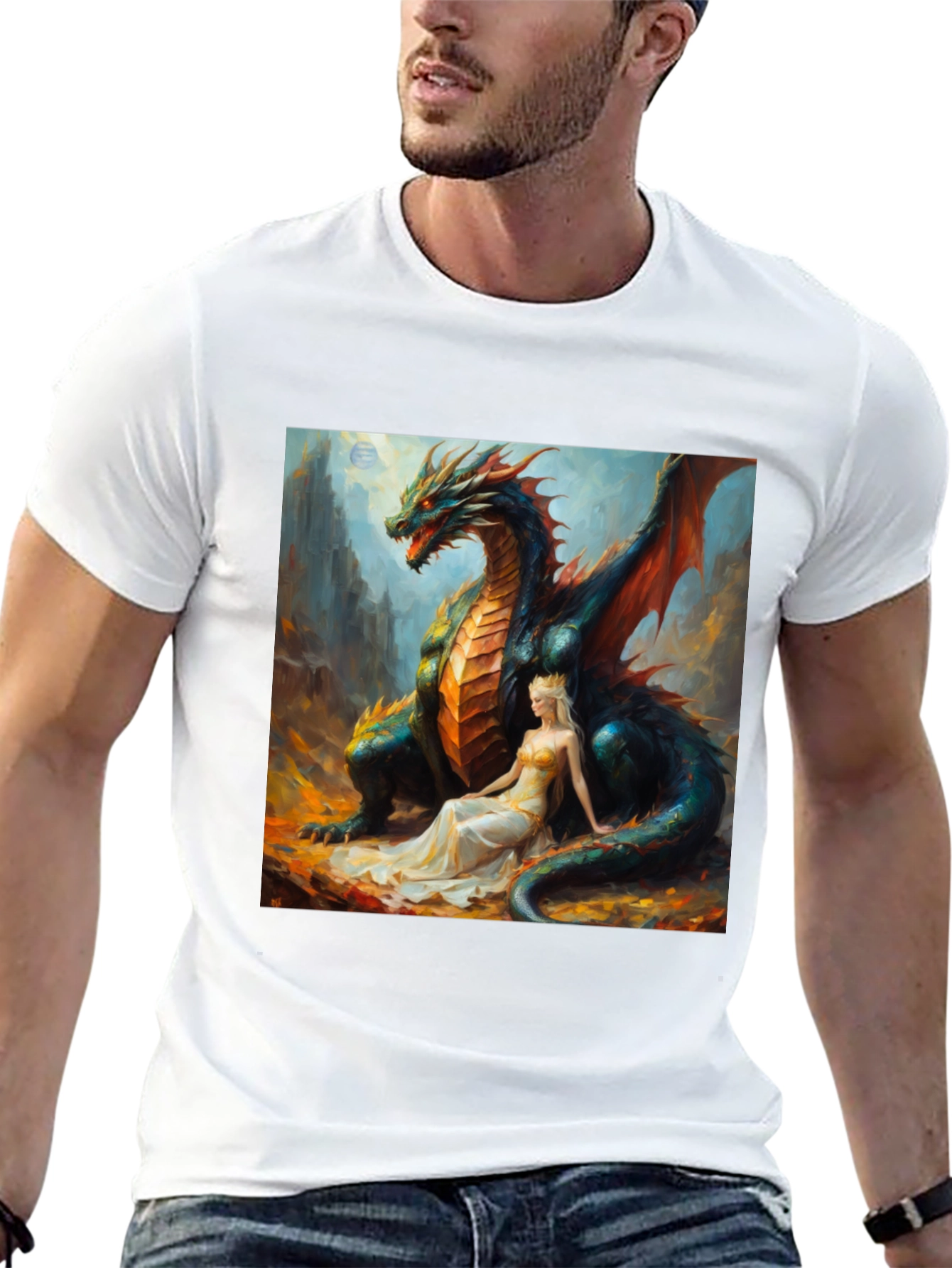 Dragon & Princess Graphic Tee - Fantasy Style