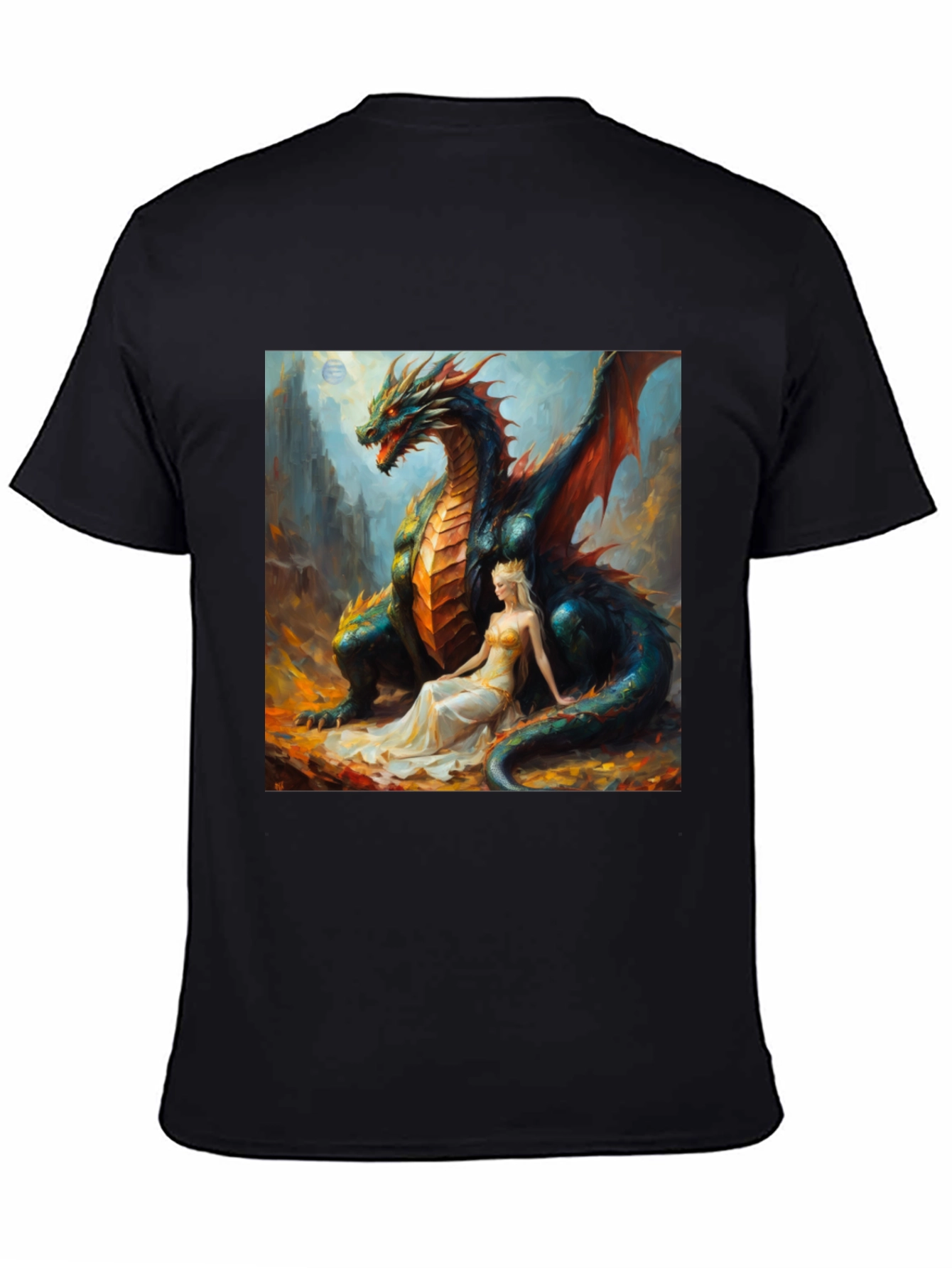 Dragon & Princess Graphic Tee - Fantasy Style