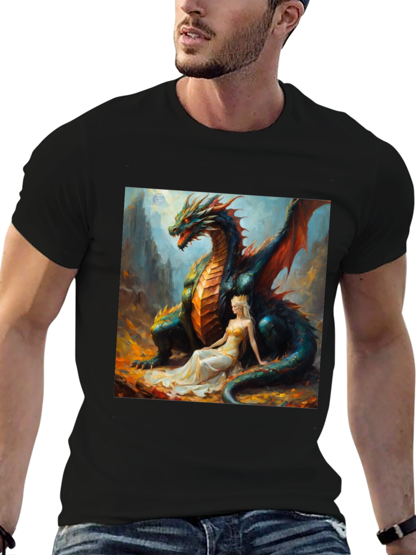 Dragon & Princess Graphic Tee - Fantasy Style