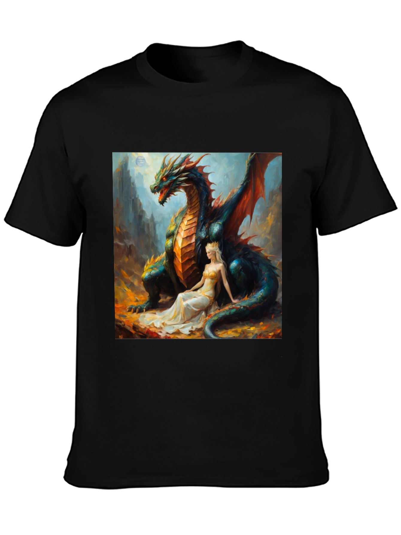 Dragon & Princess Graphic Tee - Fantasy Style