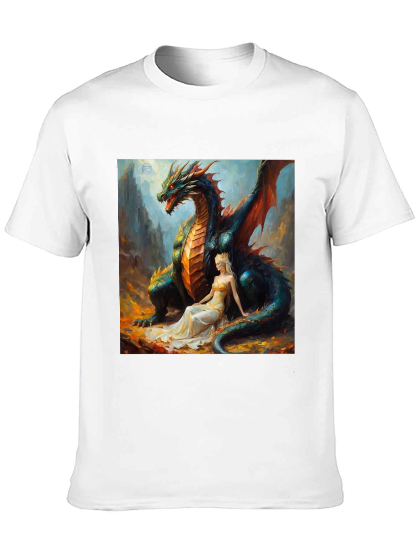 Dragon & Princess Graphic Tee - Fantasy Style