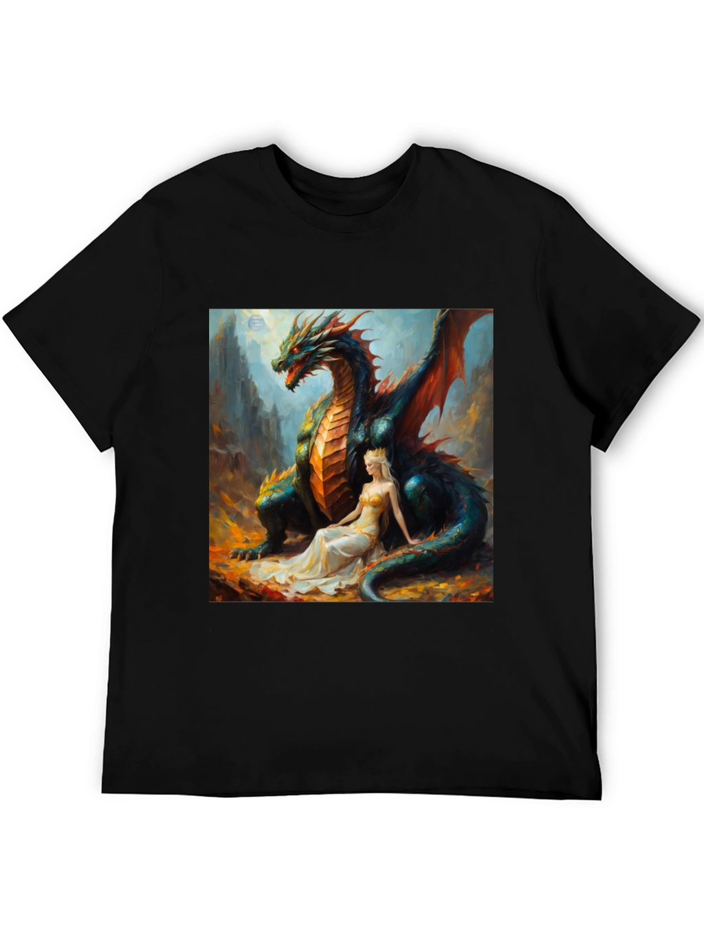 Dragon & Princess Graphic Tee - Fantasy Style