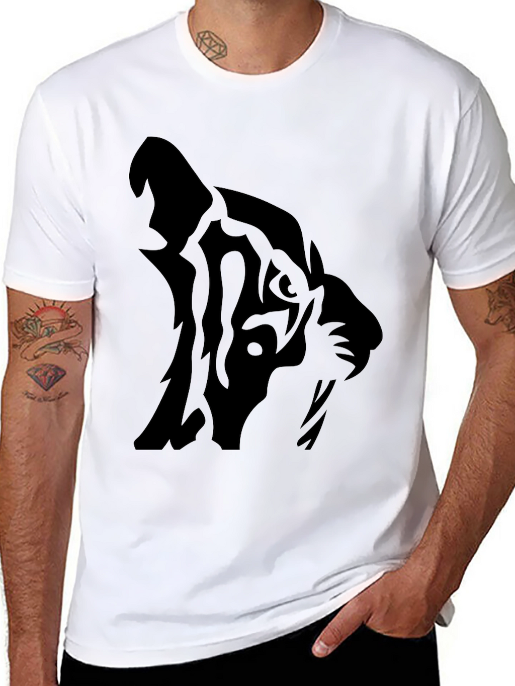 Black Tiger Graphic T-Shirt - Mens Casual Tee