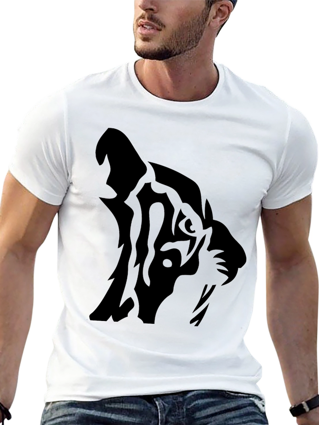 Black Tiger Graphic T-Shirt - Mens Casual Tee