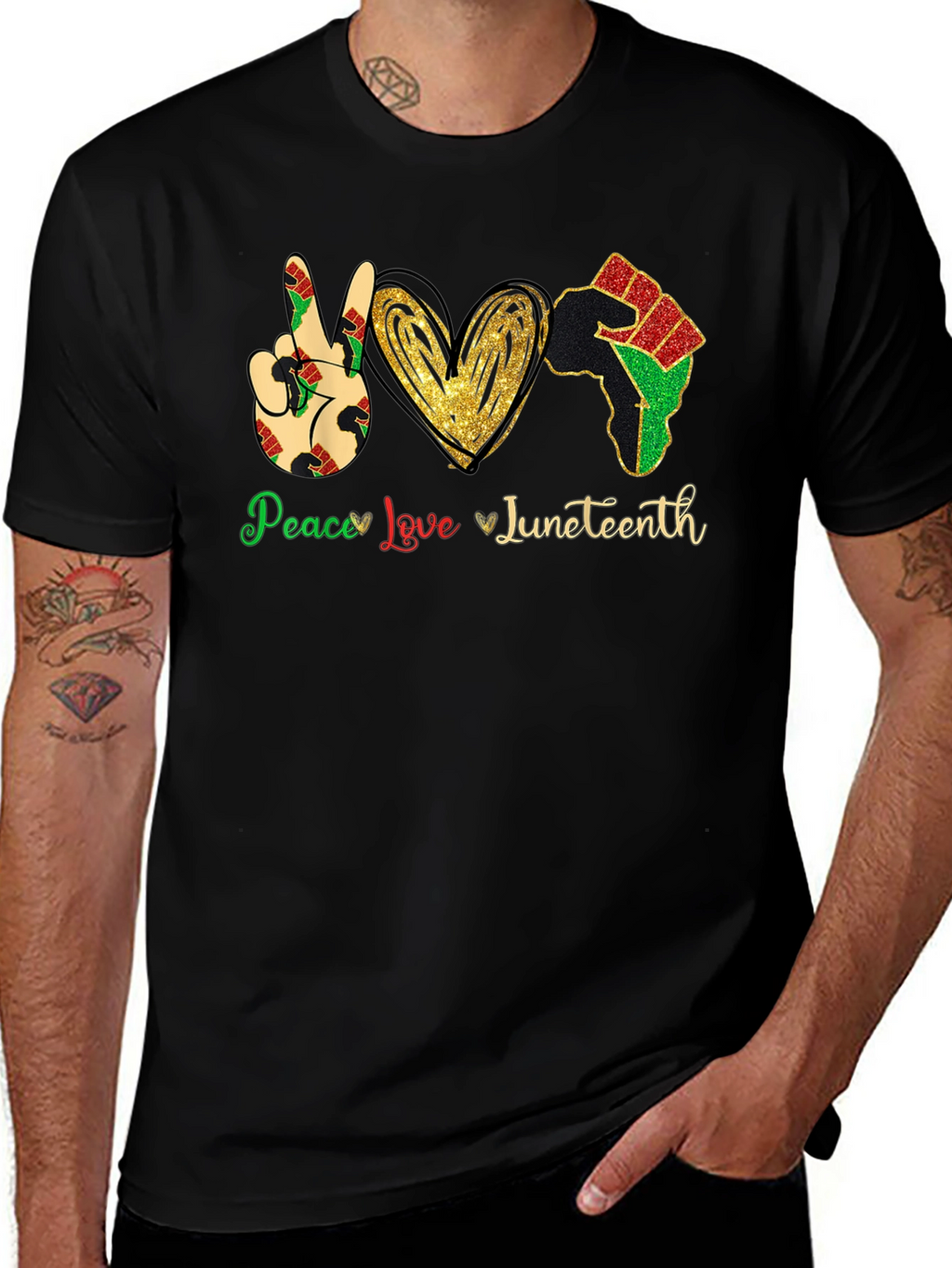 Juneteenth Peace Love Fist T-Shirt
