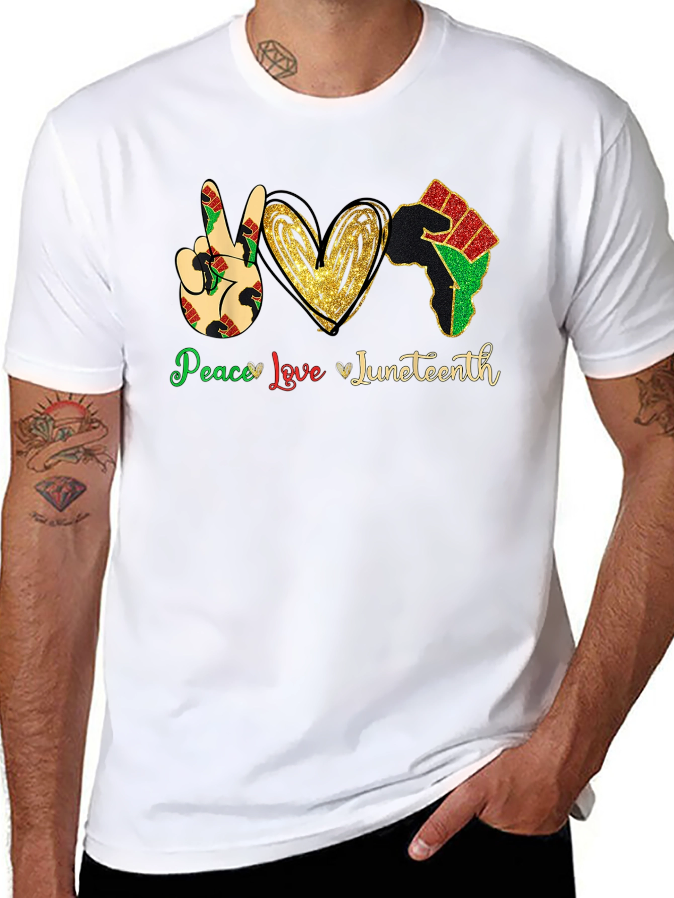 Juneteenth Peace Love Fist T-Shirt