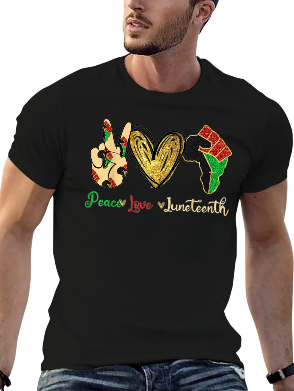 Juneteenth Peace Love Fist T-Shirt