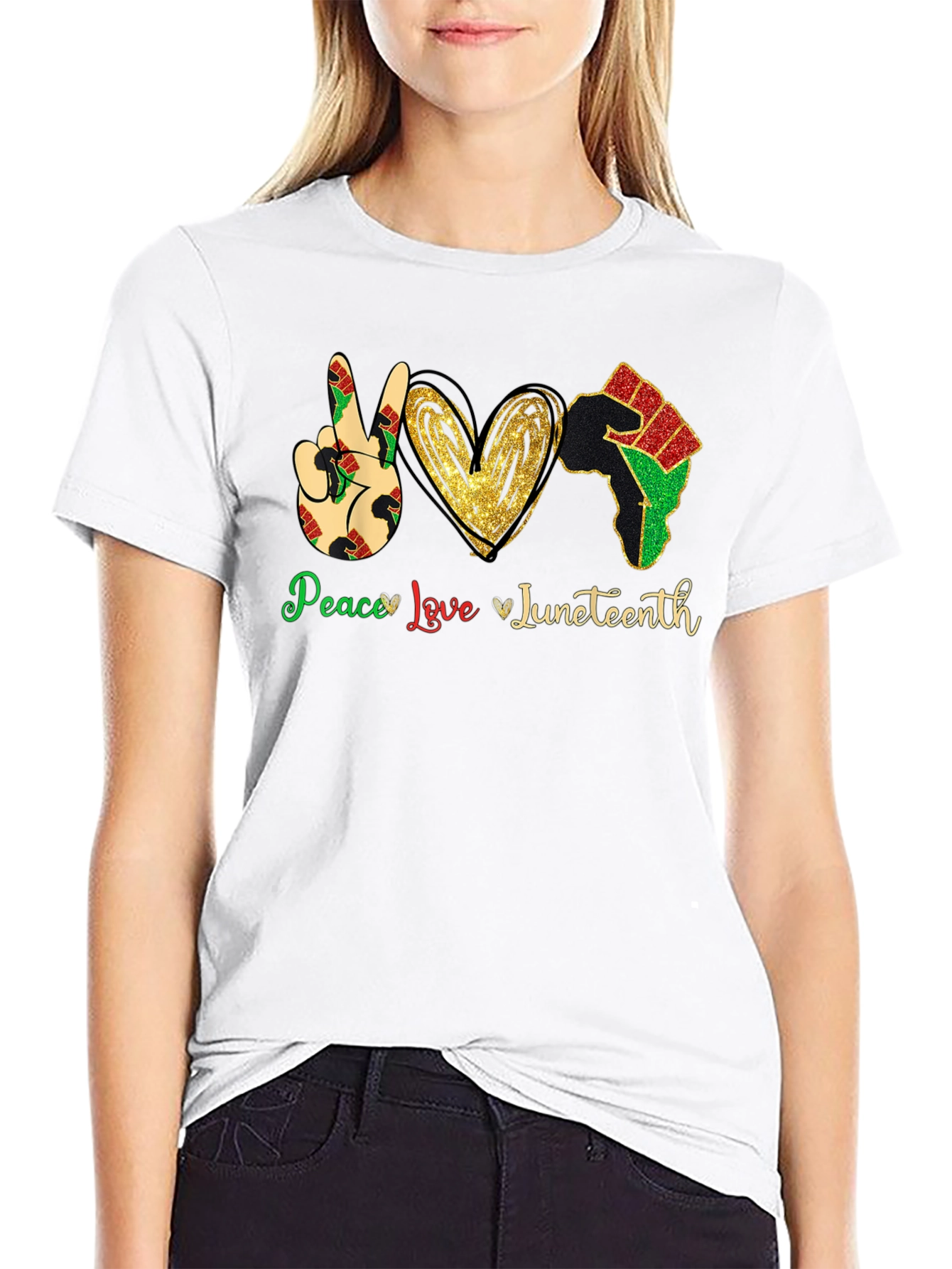 Juneteenth Peace Love Fist T-Shirt