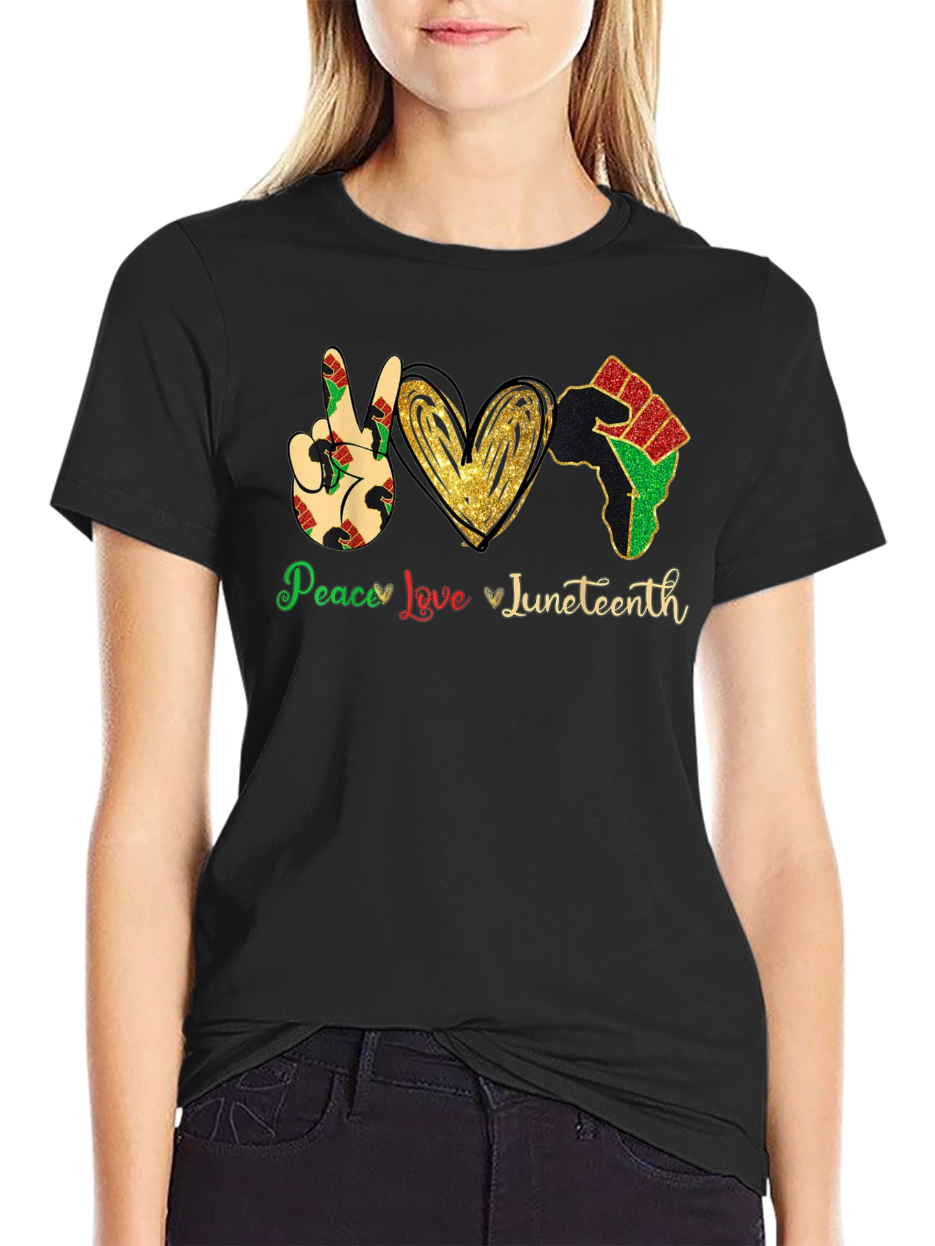 Juneteenth Peace Love Fist T-Shirt