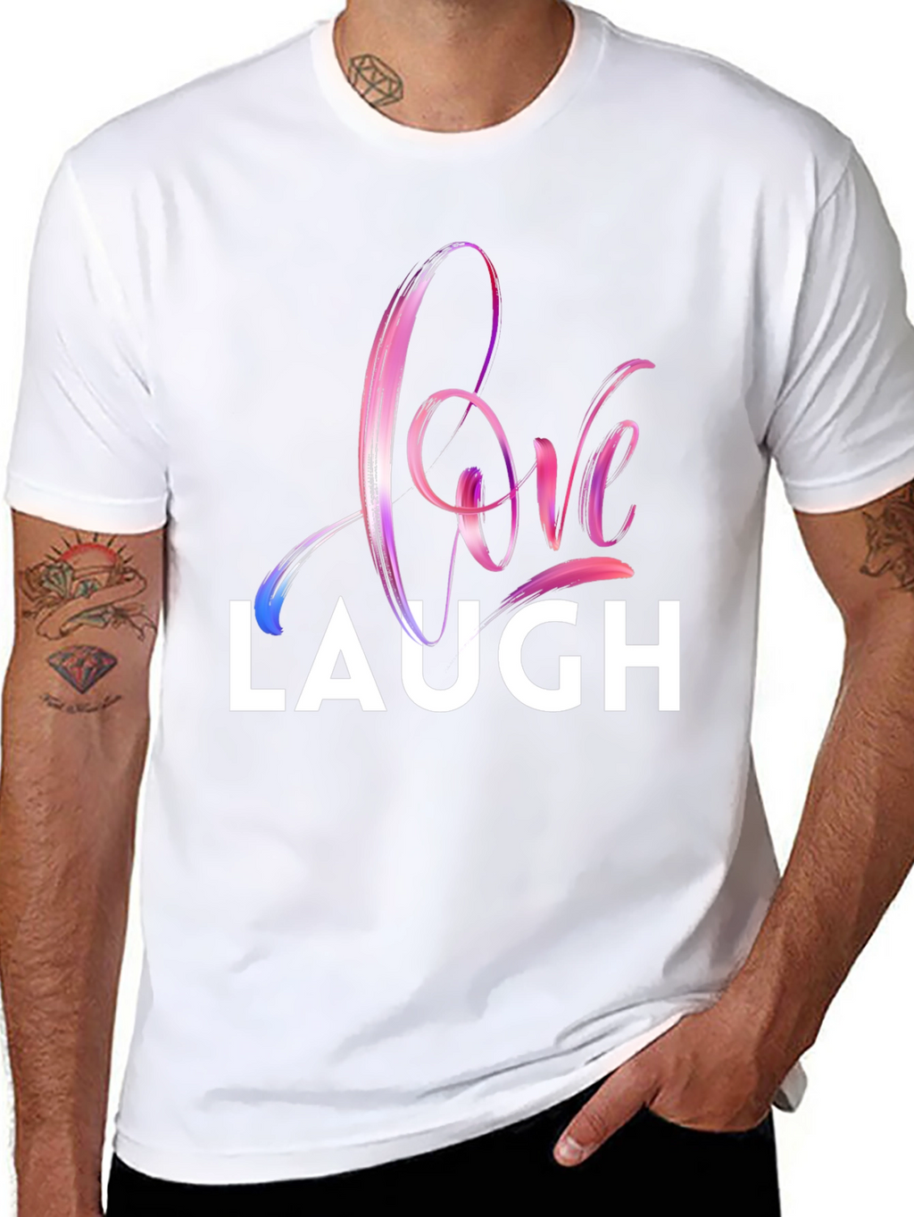 Love Laugh Graphic T-Shirt - Stylish Crew Neck Tee