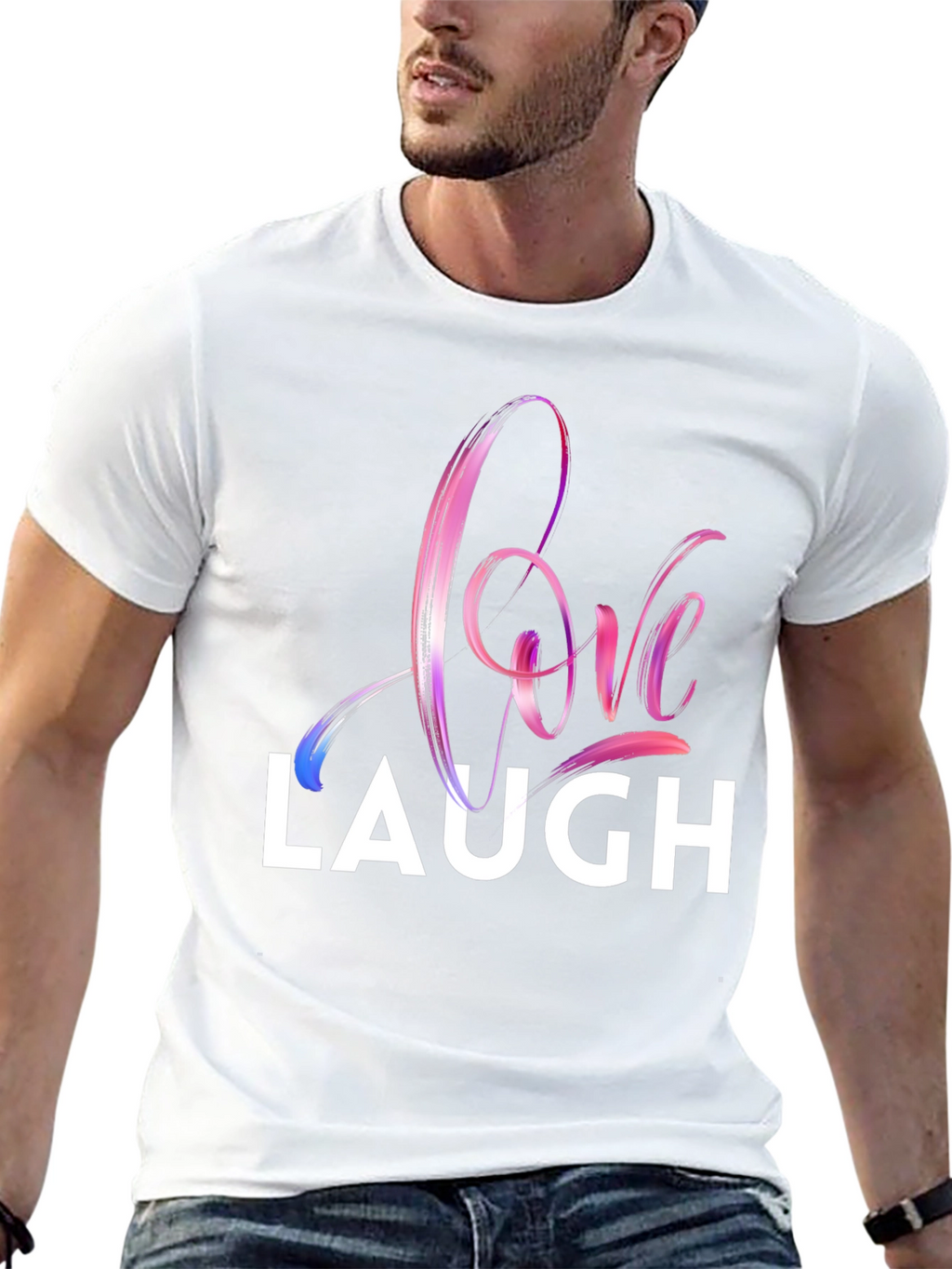 Love Laugh Graphic T-Shirt - Stylish Crew Neck Tee