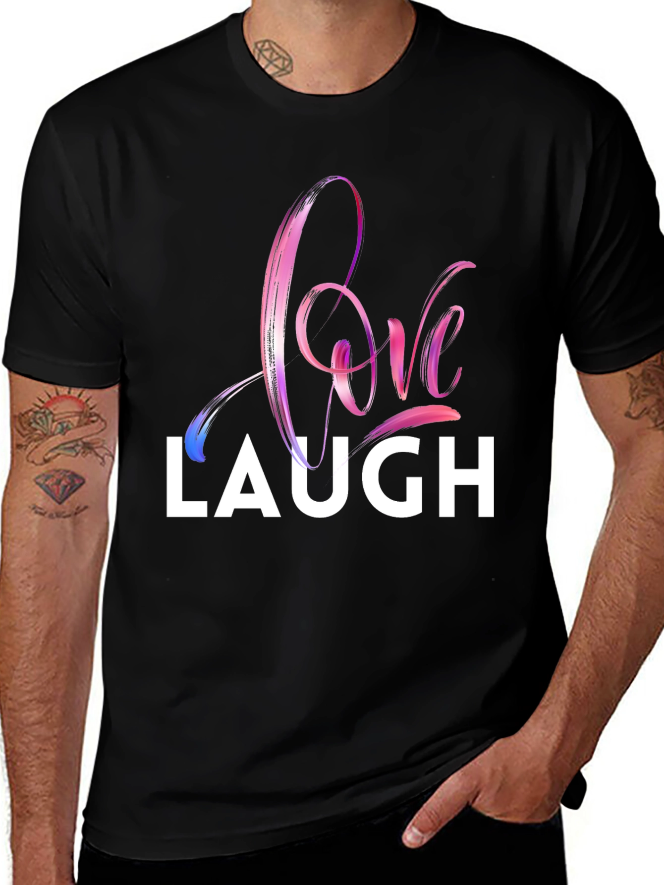 Love Laugh Graphic T-Shirt - Stylish Crew Neck Tee