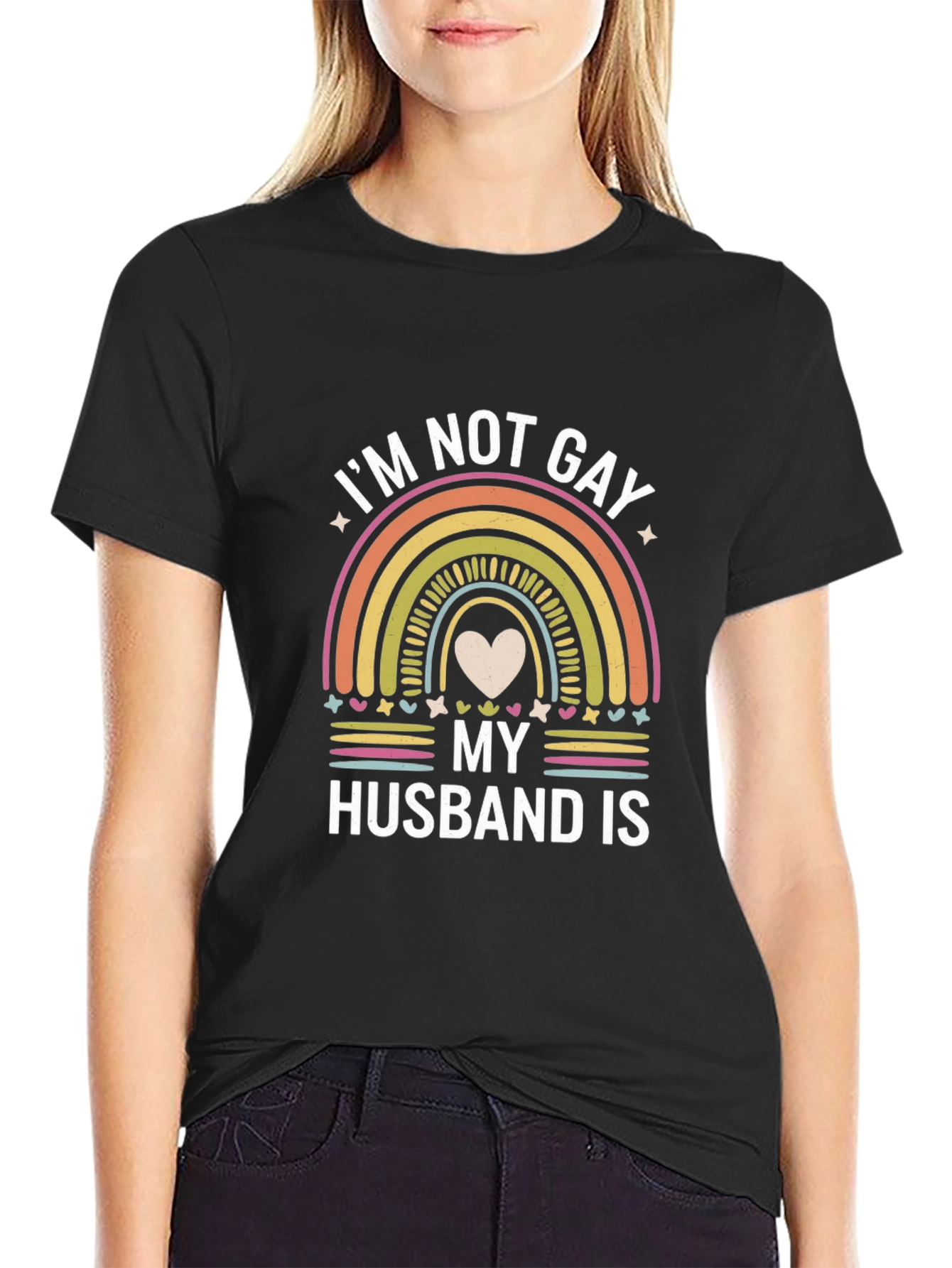 Im Not Gay My Husband Is LGBTQ Rainbow T-Shirt