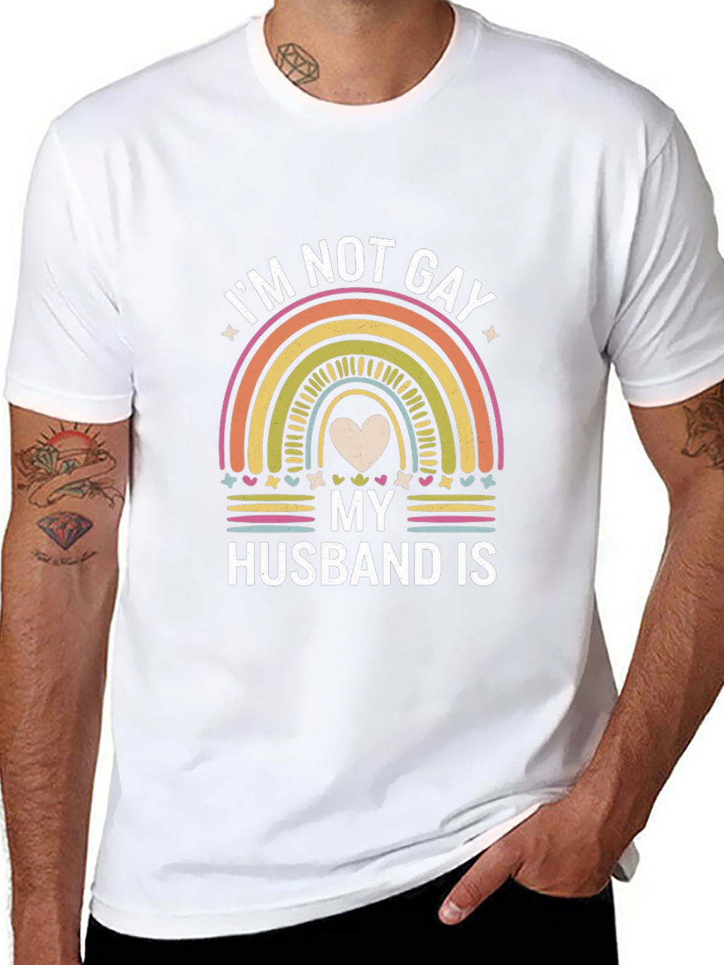 Im Not Gay My Husband Is LGBTQ Rainbow T-Shirt