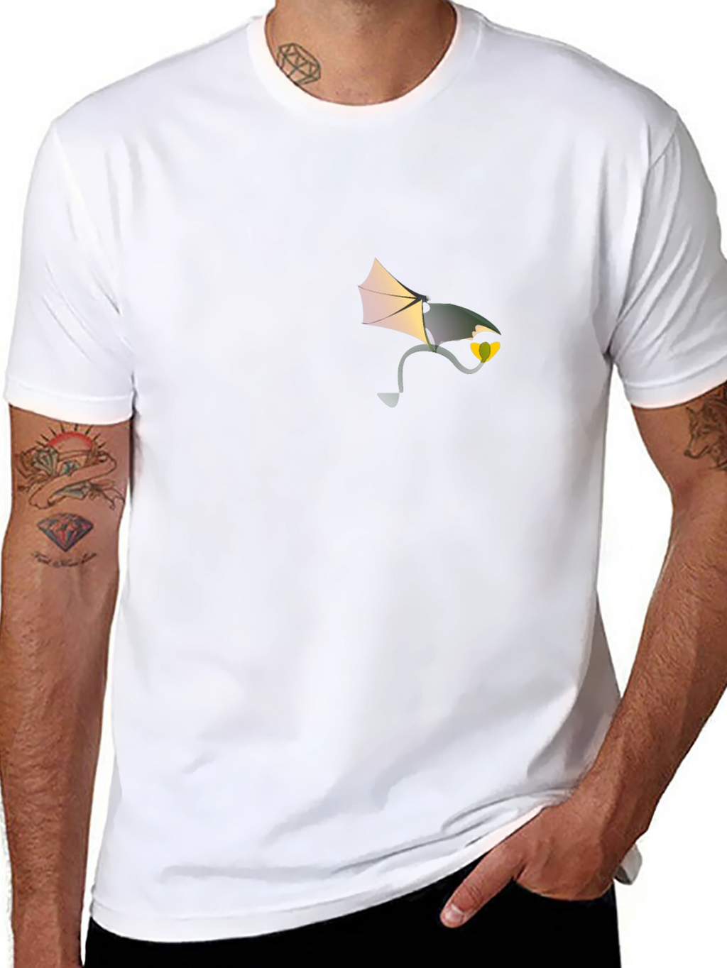 Mens Black Graphic Tee - Dragon Lantern