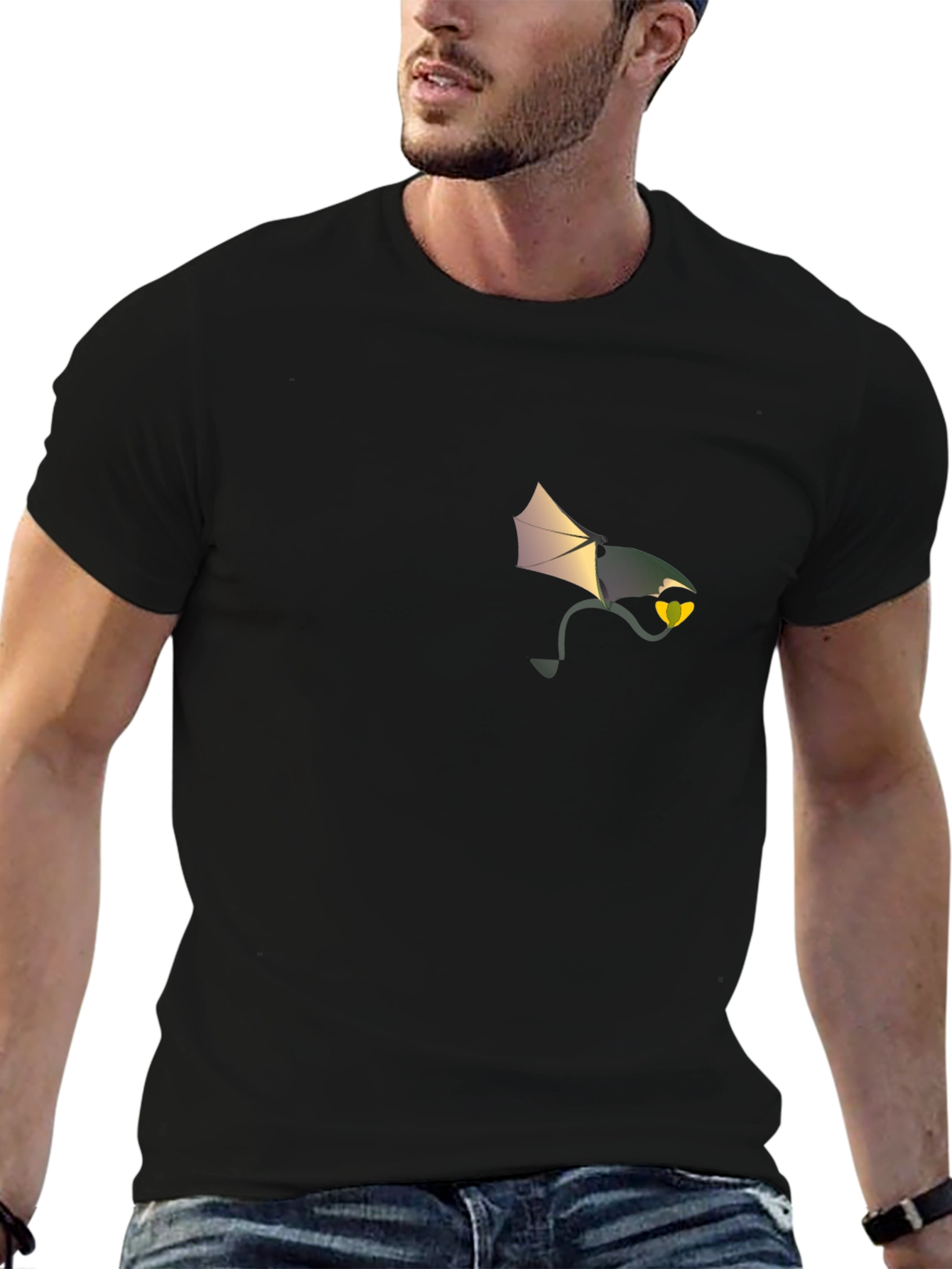 Mens Black Graphic Tee - Dragon Lantern