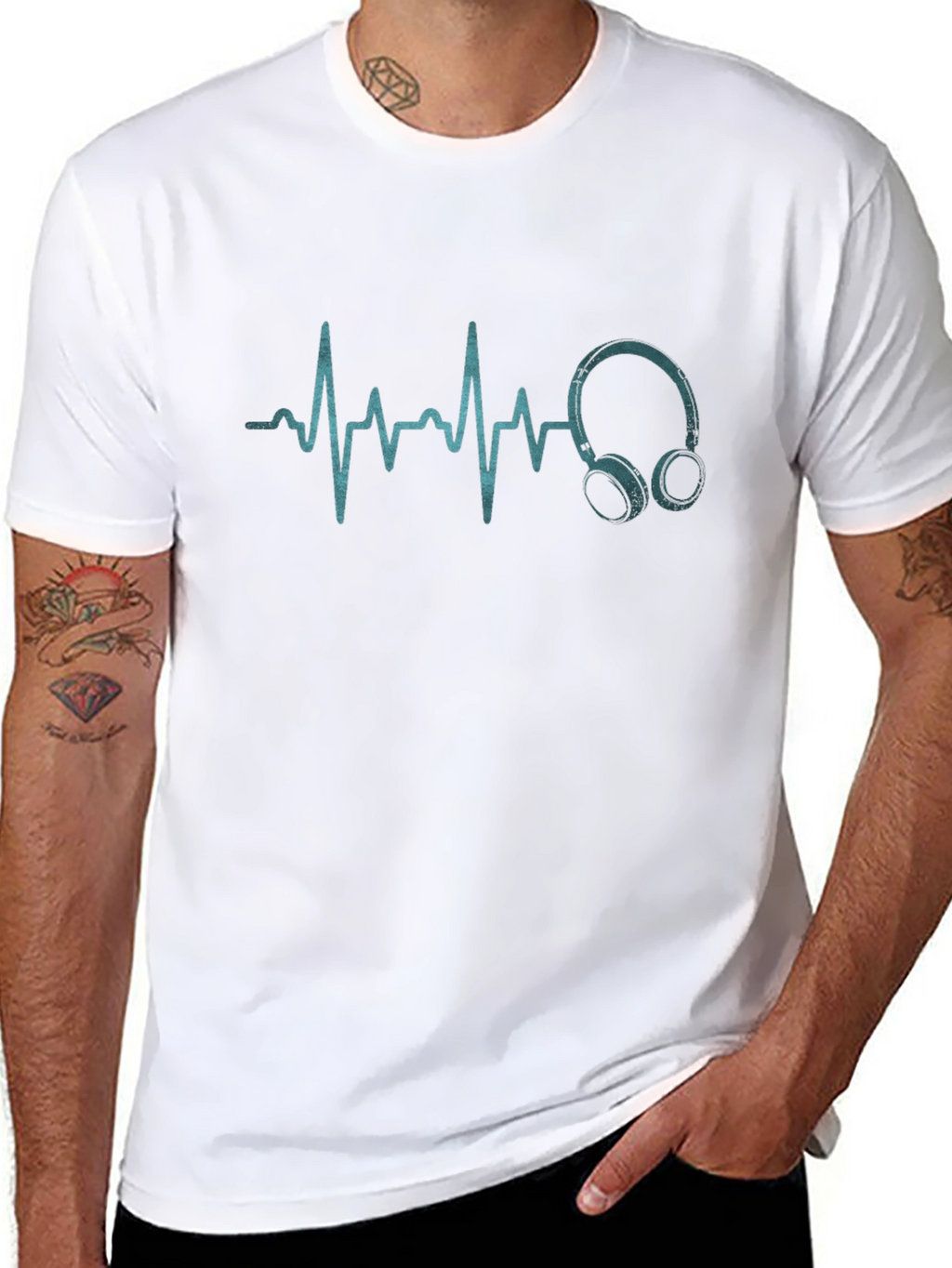 Heartbeat Headphones Graphic Tee - Black