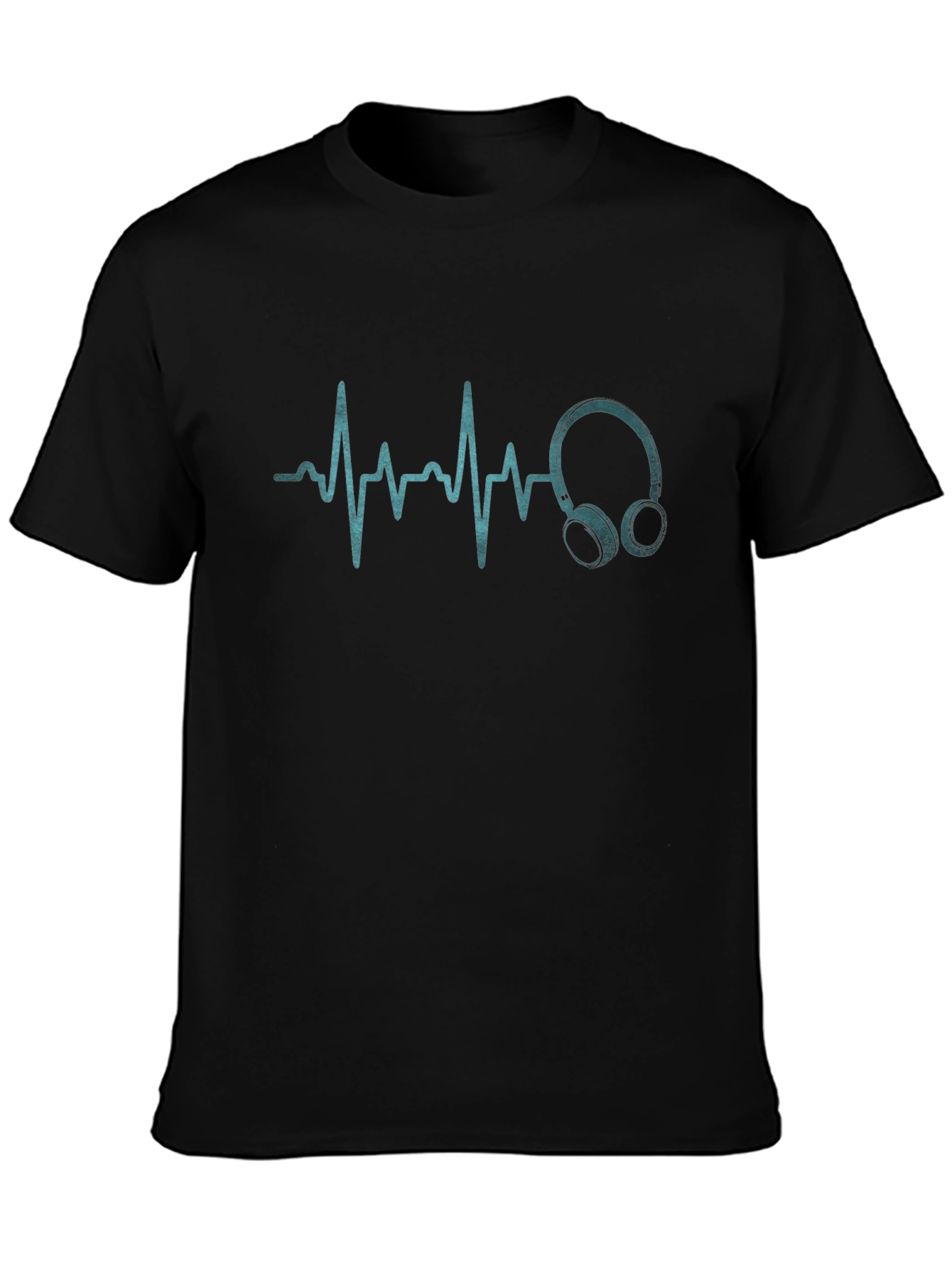 Heartbeat Headphones Graphic Tee - Black