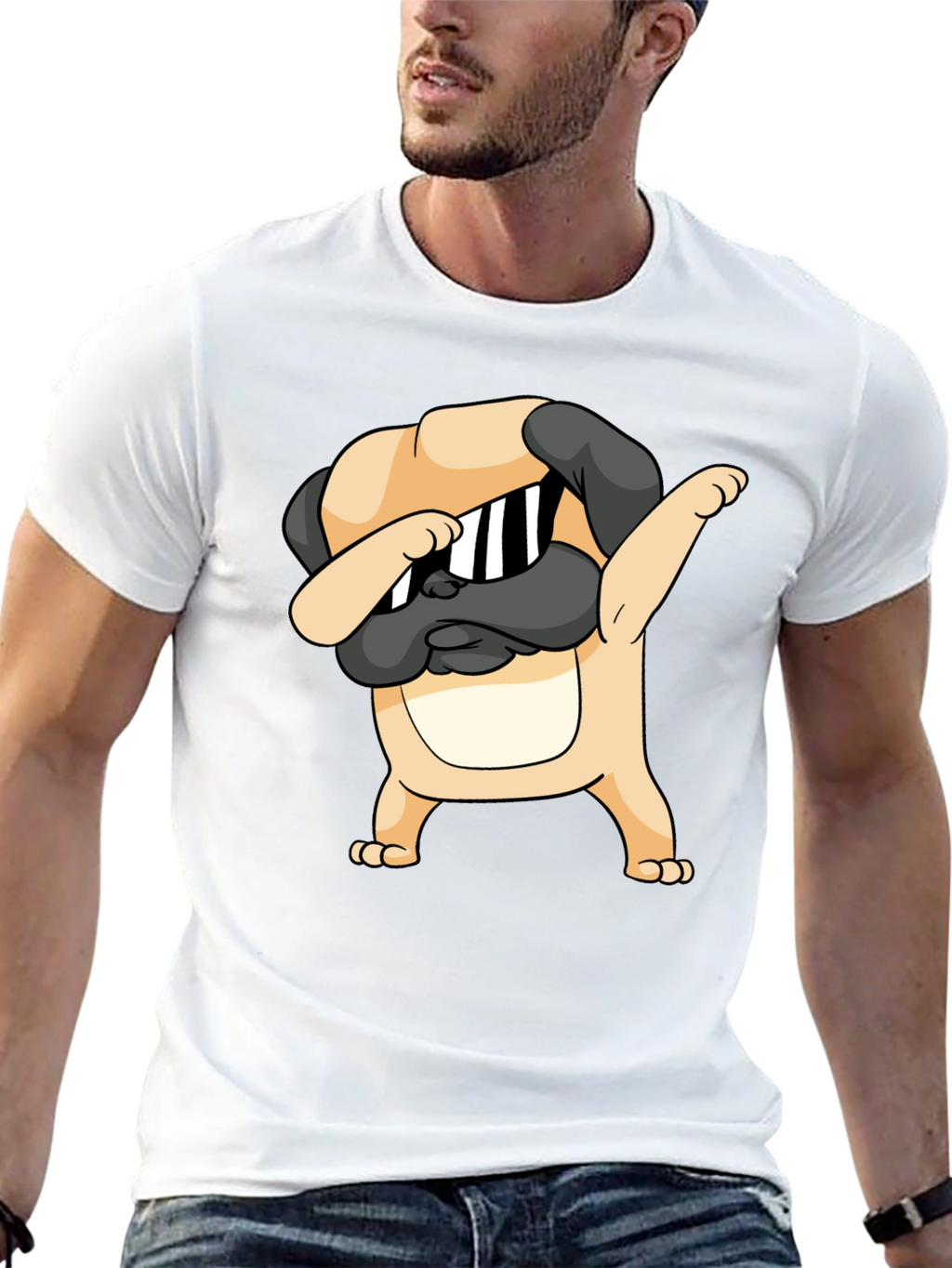 Dabbing Pug Graphic Black T-Shirt
