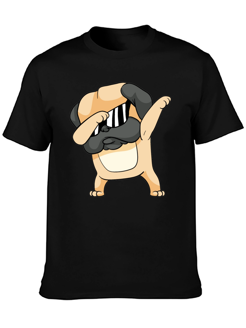 Dabbing Pug Graphic Black T-Shirt