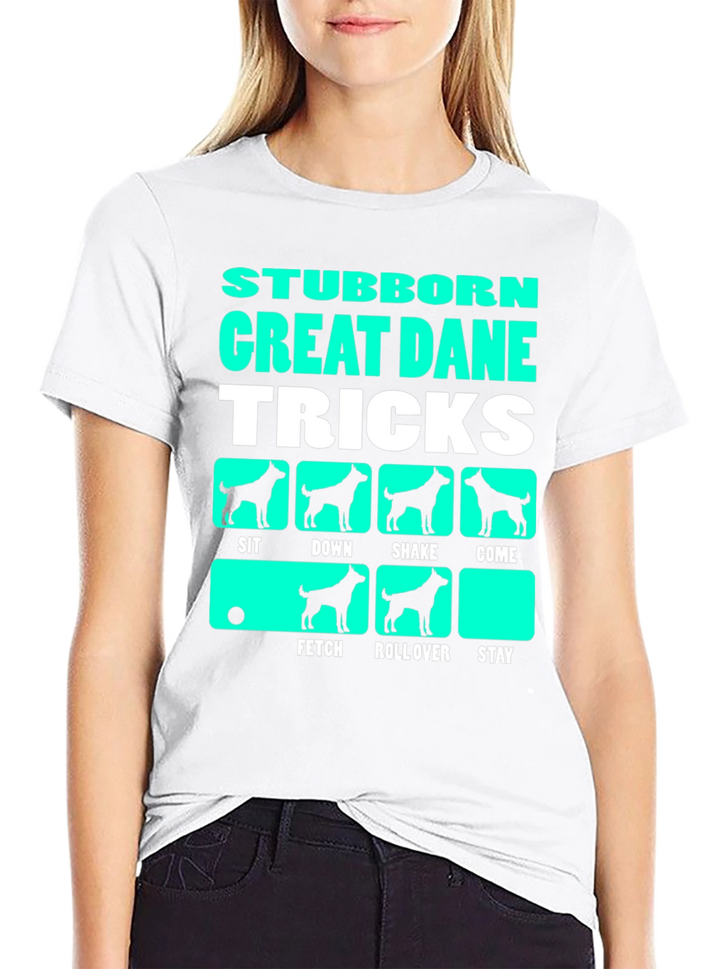 Stubborn Great Dane Tricks Graphic T-Shirt