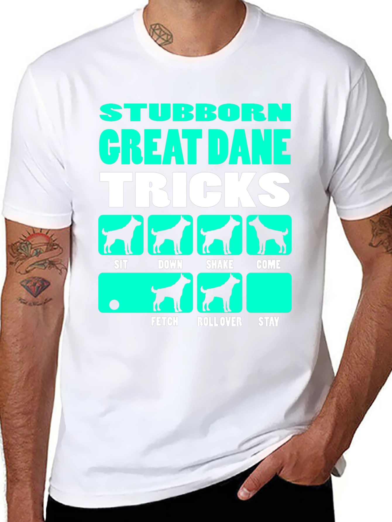 Stubborn Great Dane Tricks Graphic T-Shirt