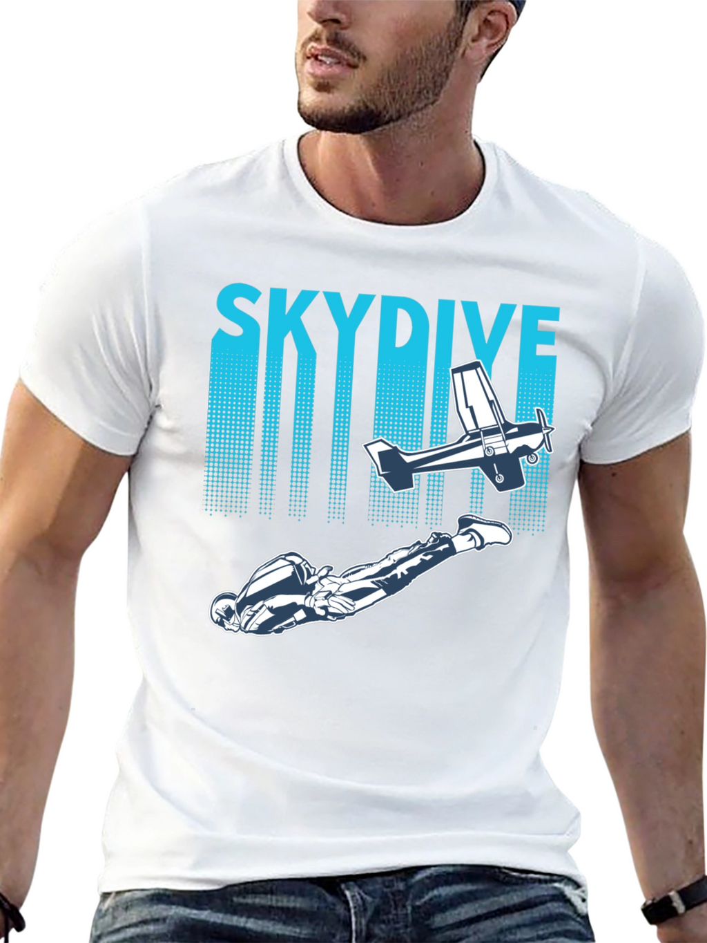 Skydiving Adventure Tee -  Plane & Parachutist Graphic T-Shirt