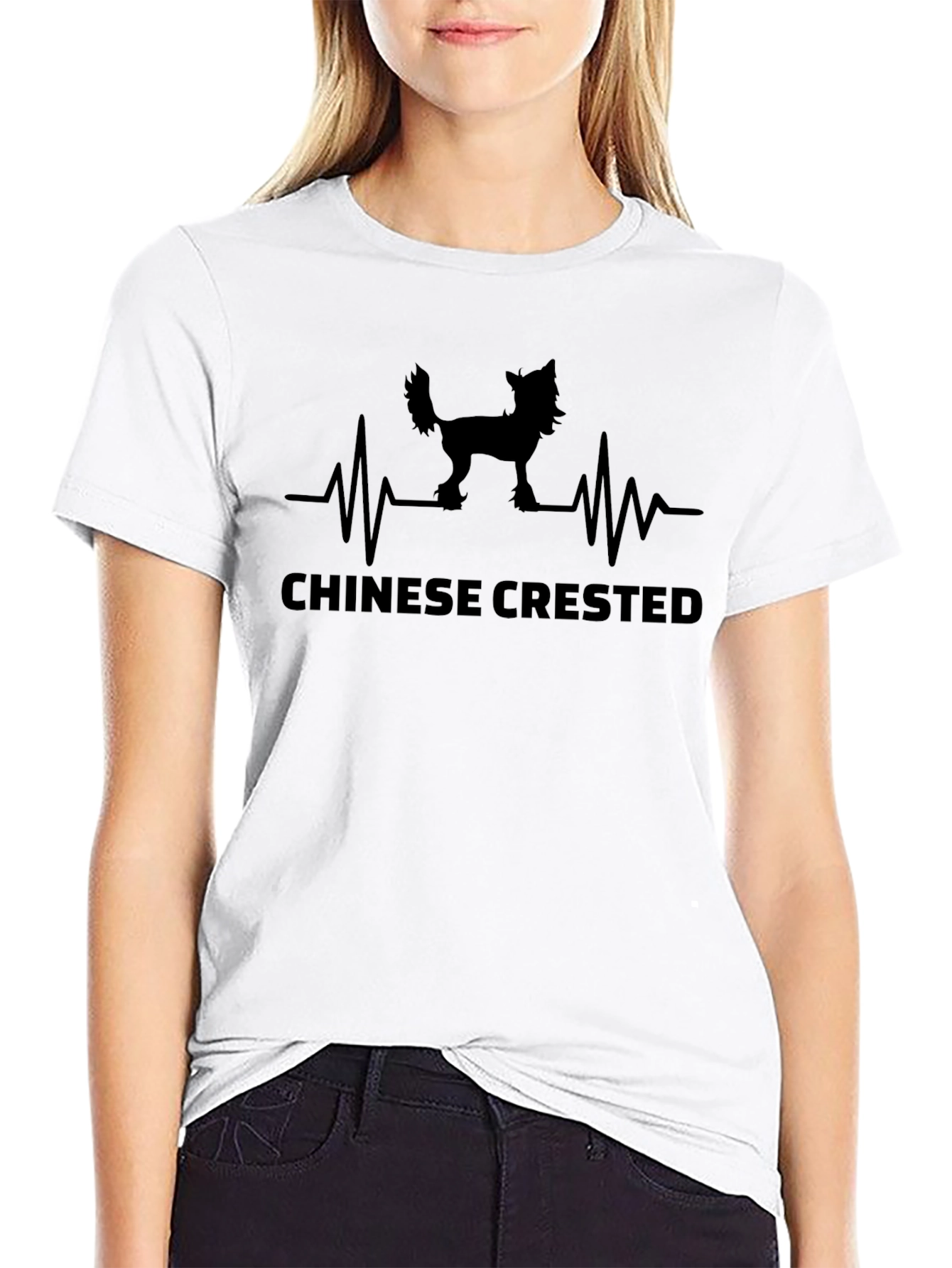 Chinese Crested Dog Heartbeat T-Shirt