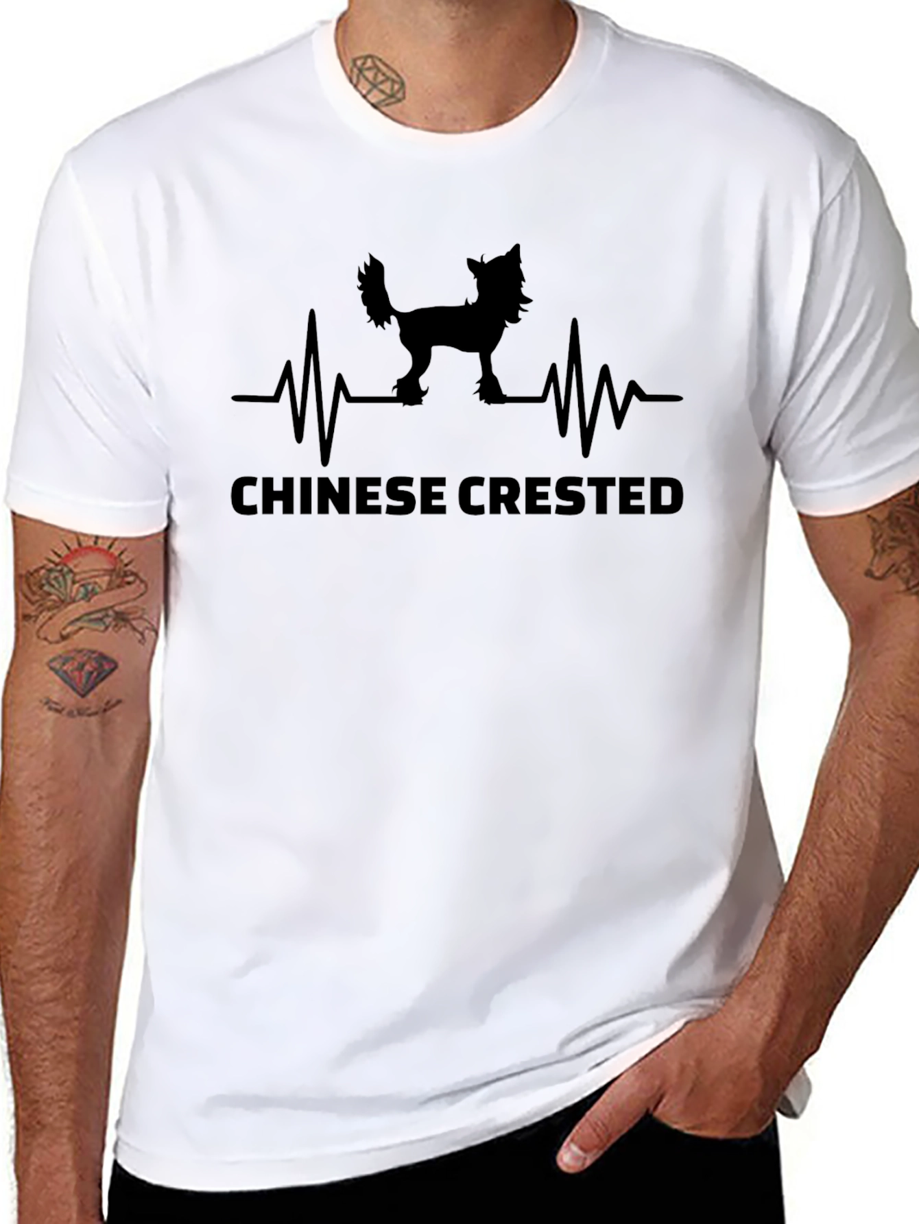 Chinese Crested Dog Heartbeat T-Shirt