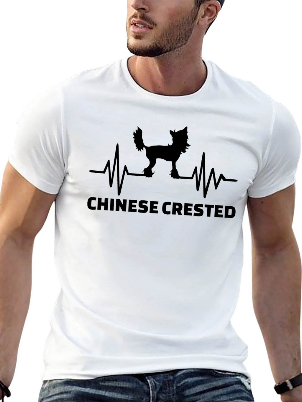Chinese Crested Dog Heartbeat T-Shirt