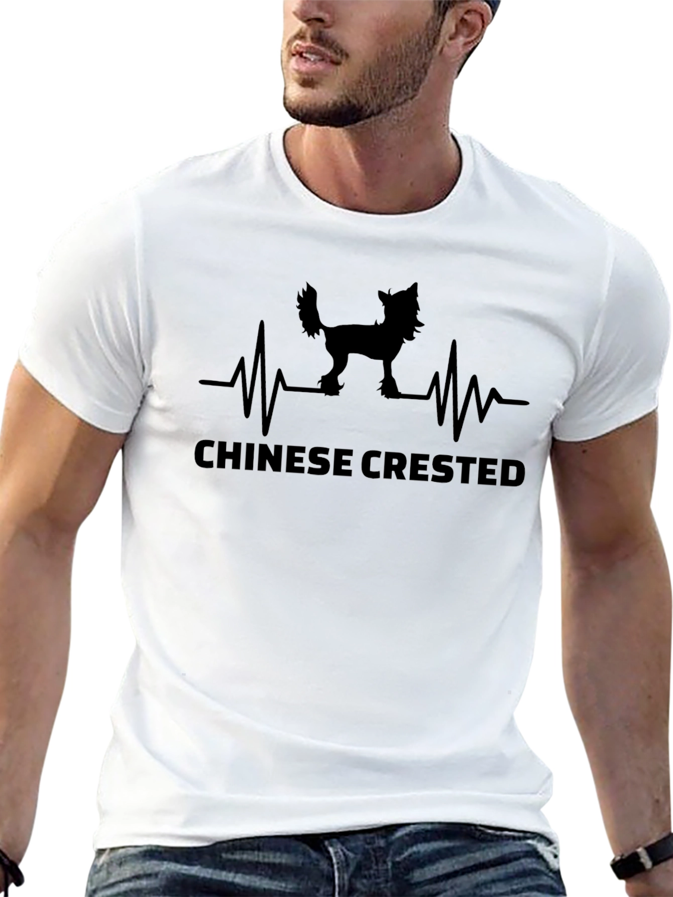 Chinese Crested Dog Heartbeat T-Shirt