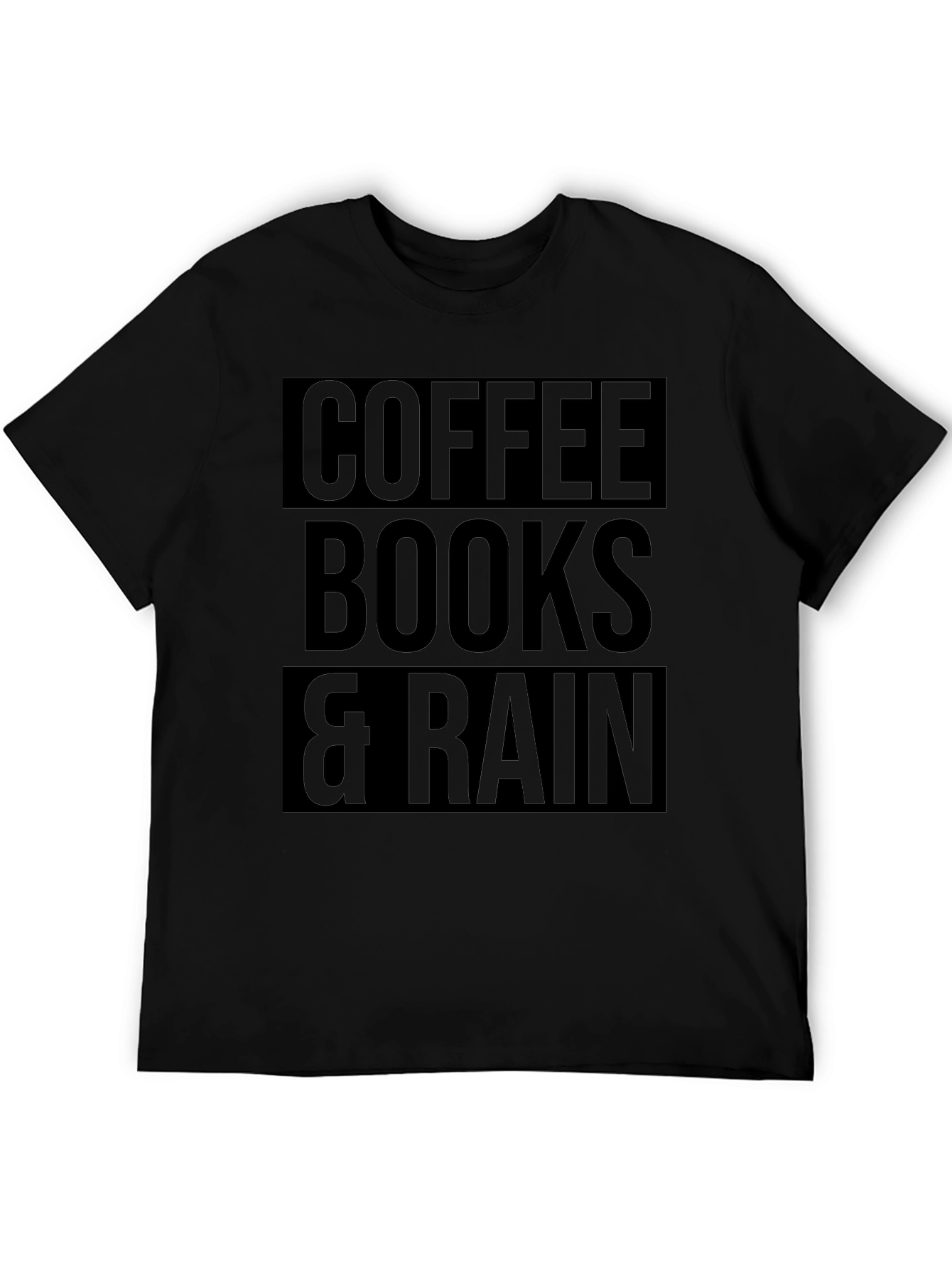 Coffee Books & Rain Black T-Shirt