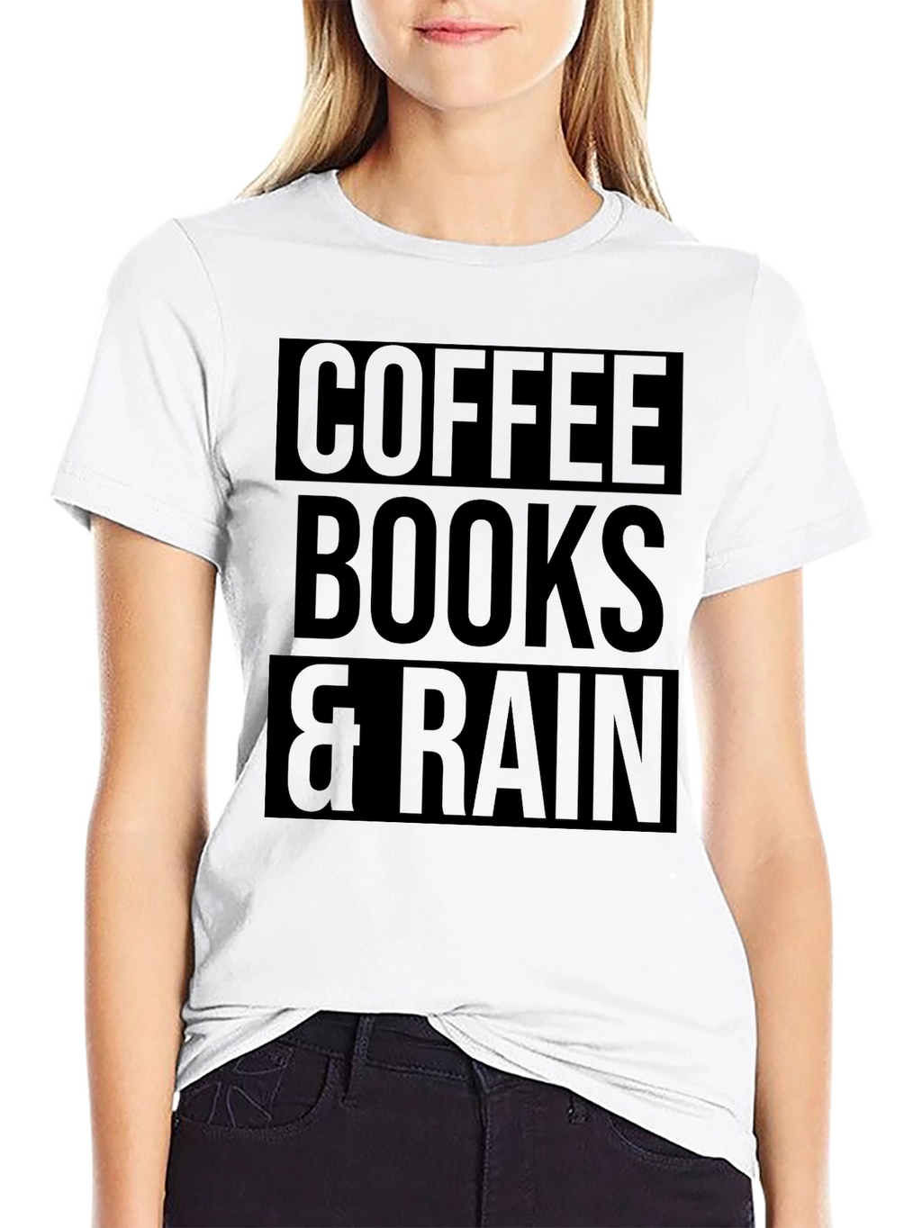 Coffee Books & Rain Black T-Shirt