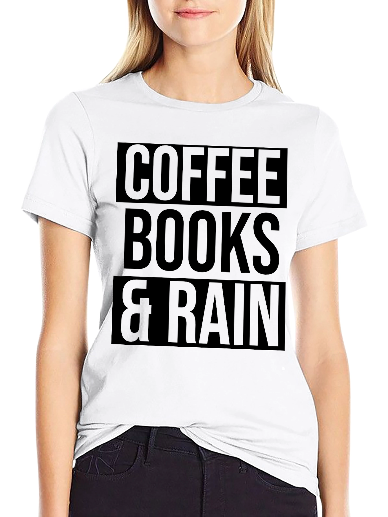 Coffee Books & Rain Black T-Shirt