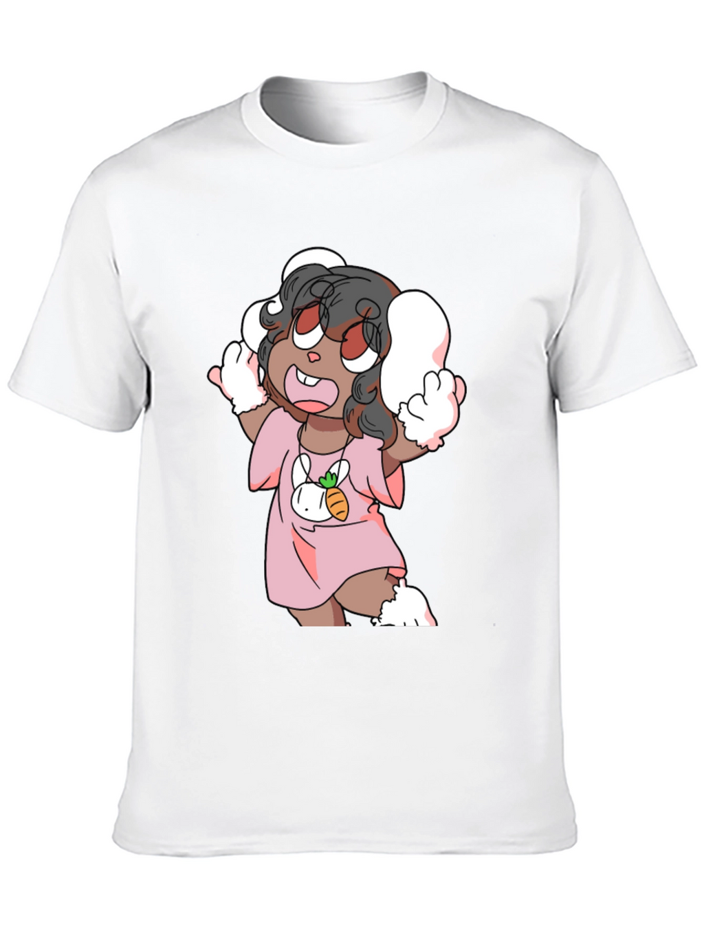 Cartoon Bunny Character Black Tee