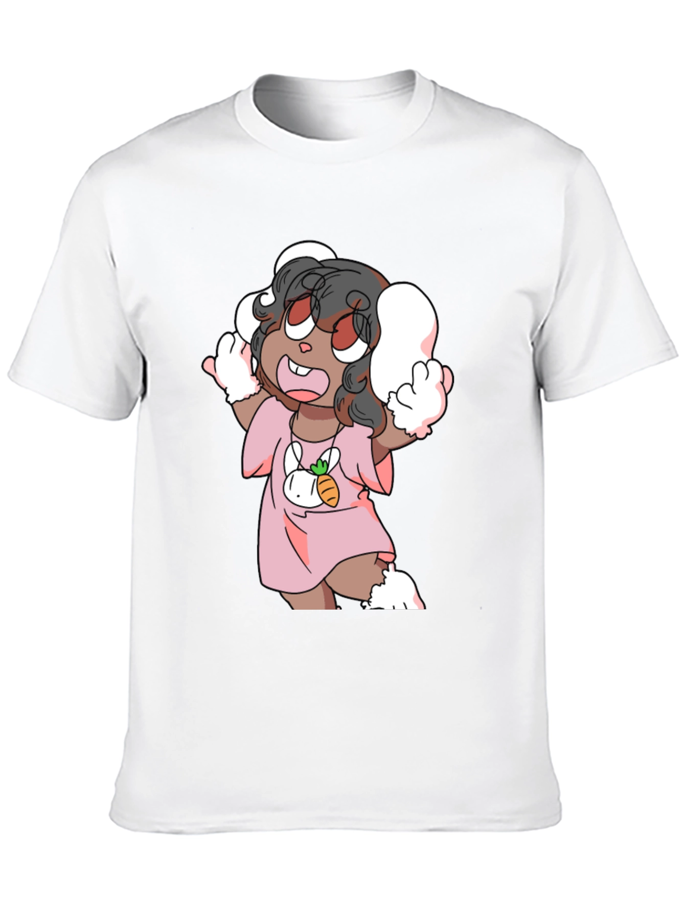 Cartoon Bunny Character Black Tee